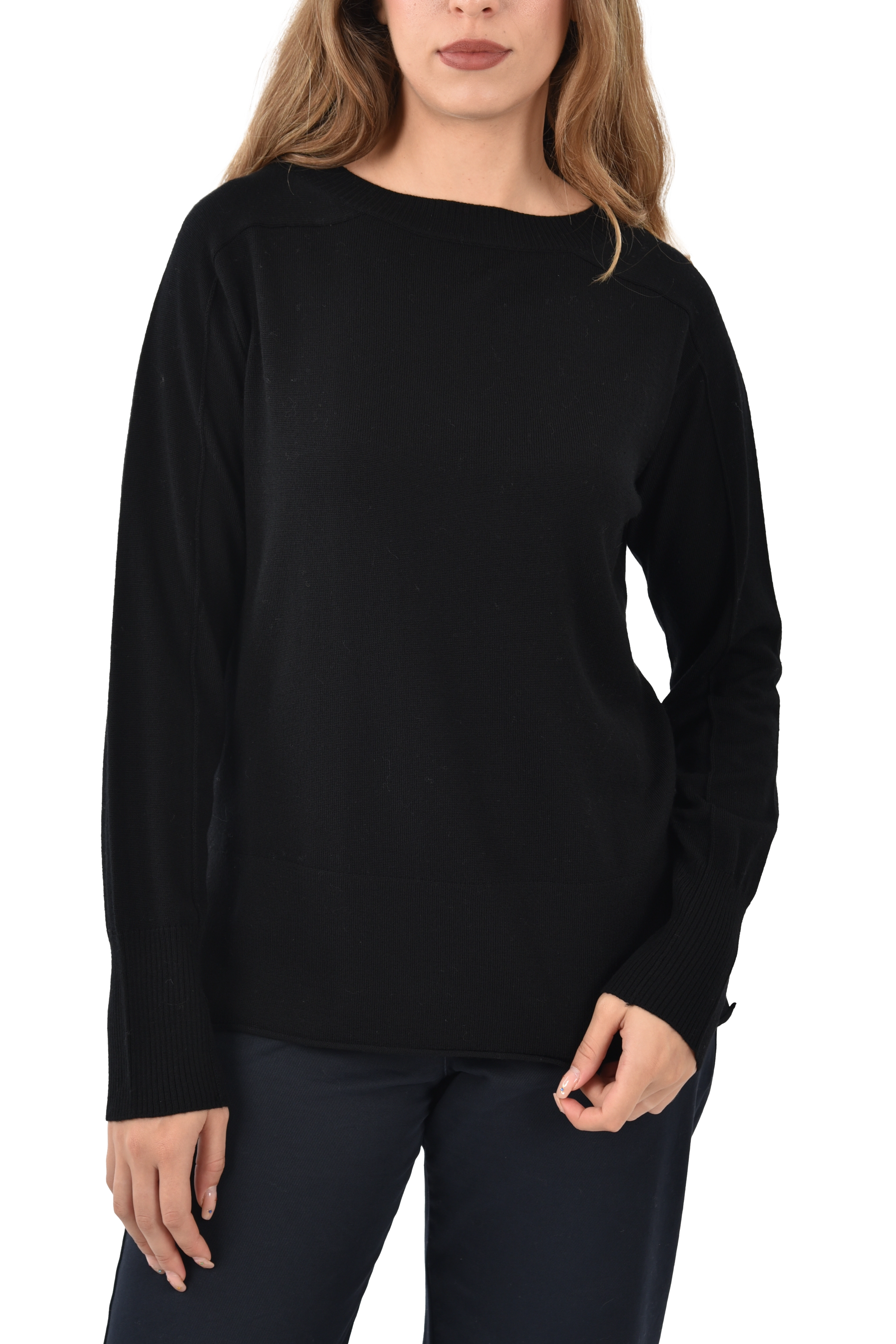 MAGLIA IN FILATO SOTTILE DI PURA LANA DONNA NERO