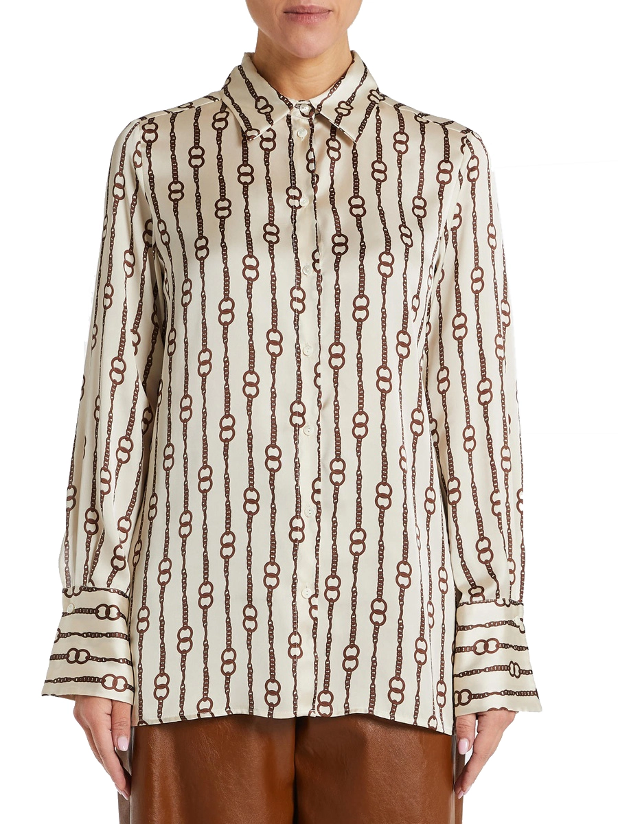 CAMICIA IN RASO FLUIDO CON MOTIVO A CATENA DONNA BIANCO