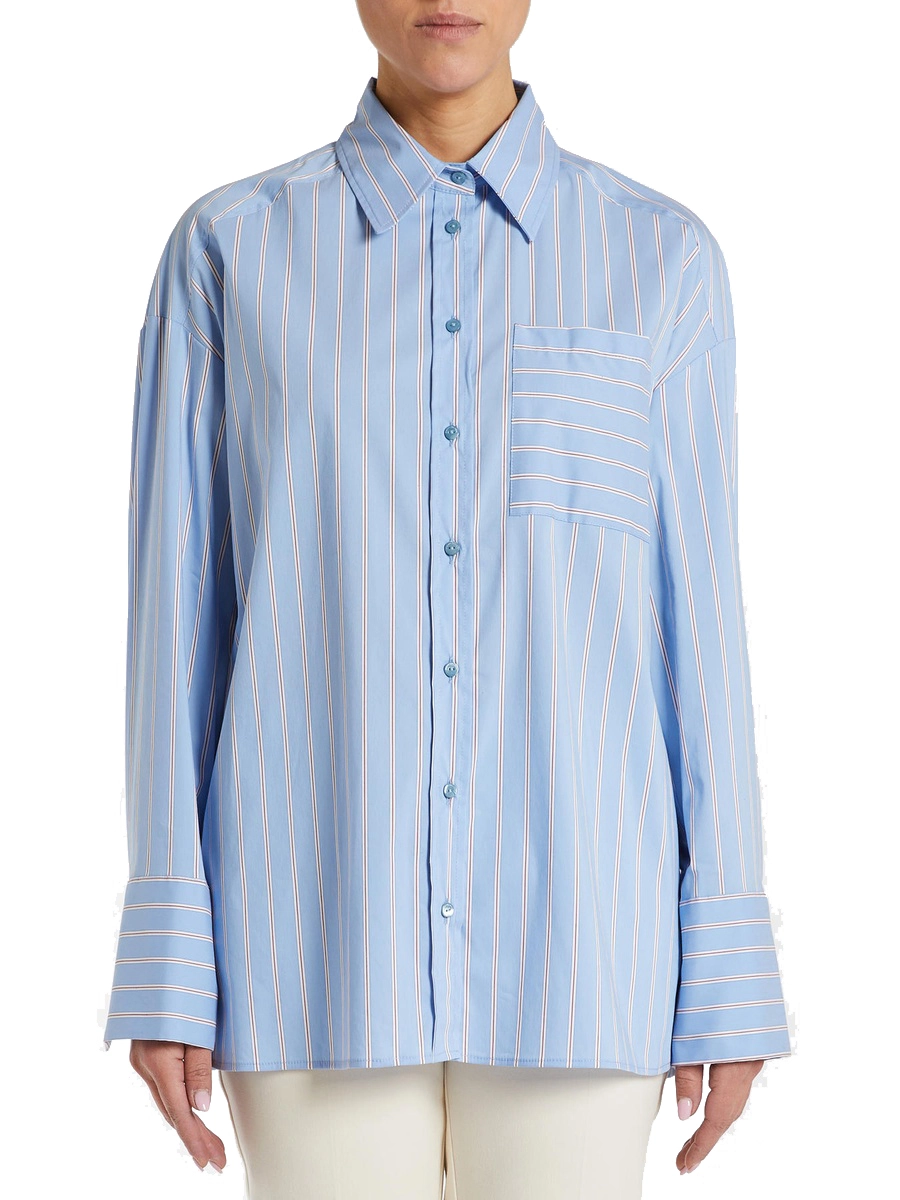 CAMICIA OVERSIZE CON TASCHINO DONNA AZZURRO
