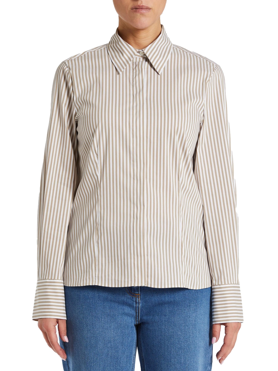CAMICIA IN COTONE A RIGHE DONNA BIANCO