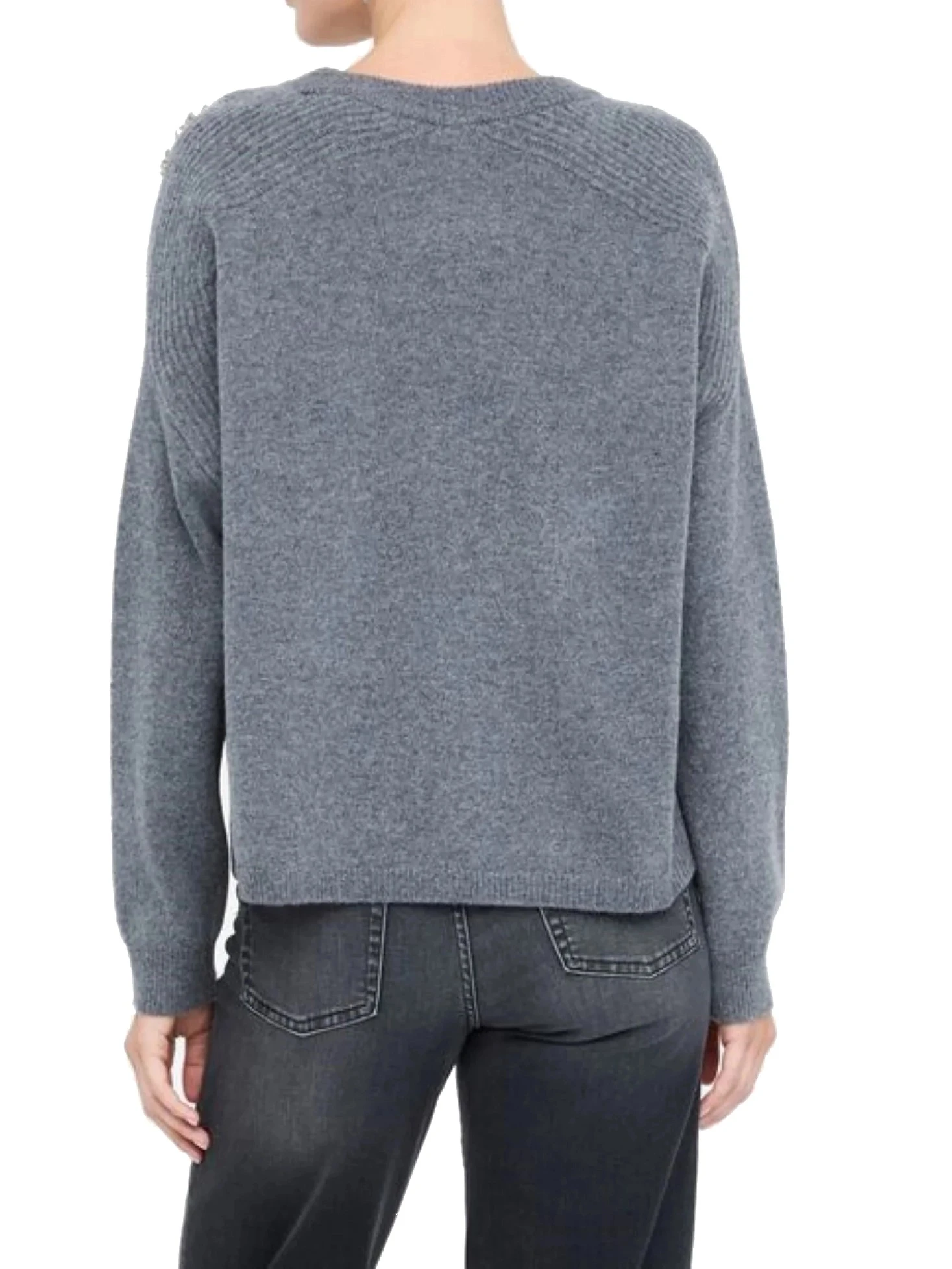 MAGLIA GIROCOLLO CON RICAMI DONNA GRIGIO