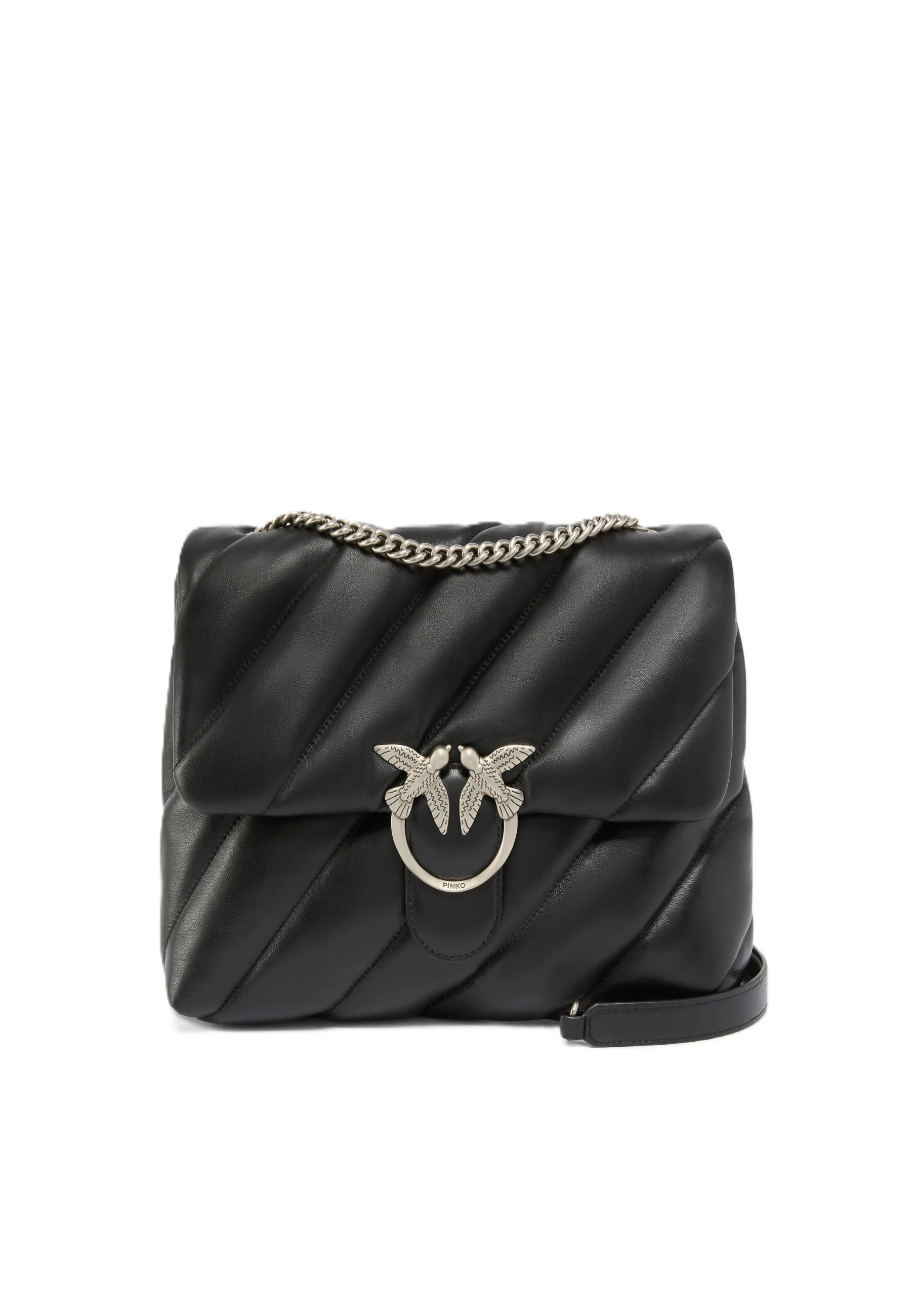 BORSA A SPALLA TRAPUNTATA CON CATENA DONNA NERO