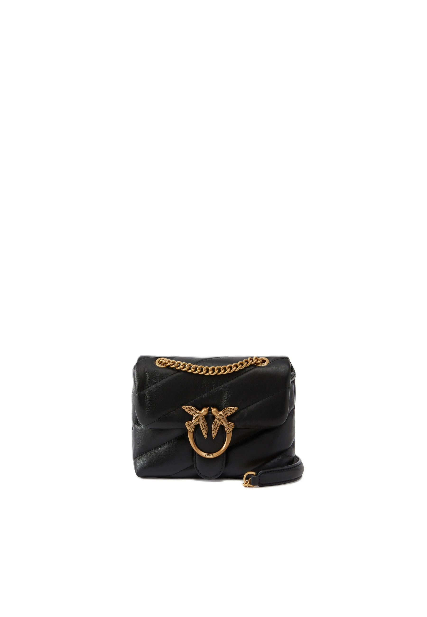 BORSA A SPALLA IN PELLE  CON TRAPUNTATURA OBLIQUA DONNA NERO