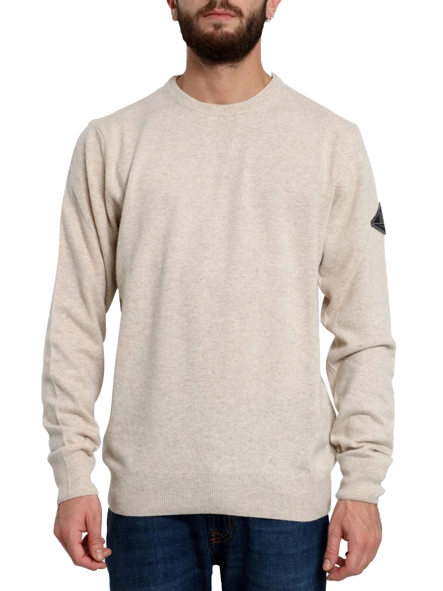 MAGLIA GIROCOLLO CON LOGO LATERALE MISTO LANA E CASHMERE UOMO BIANCO