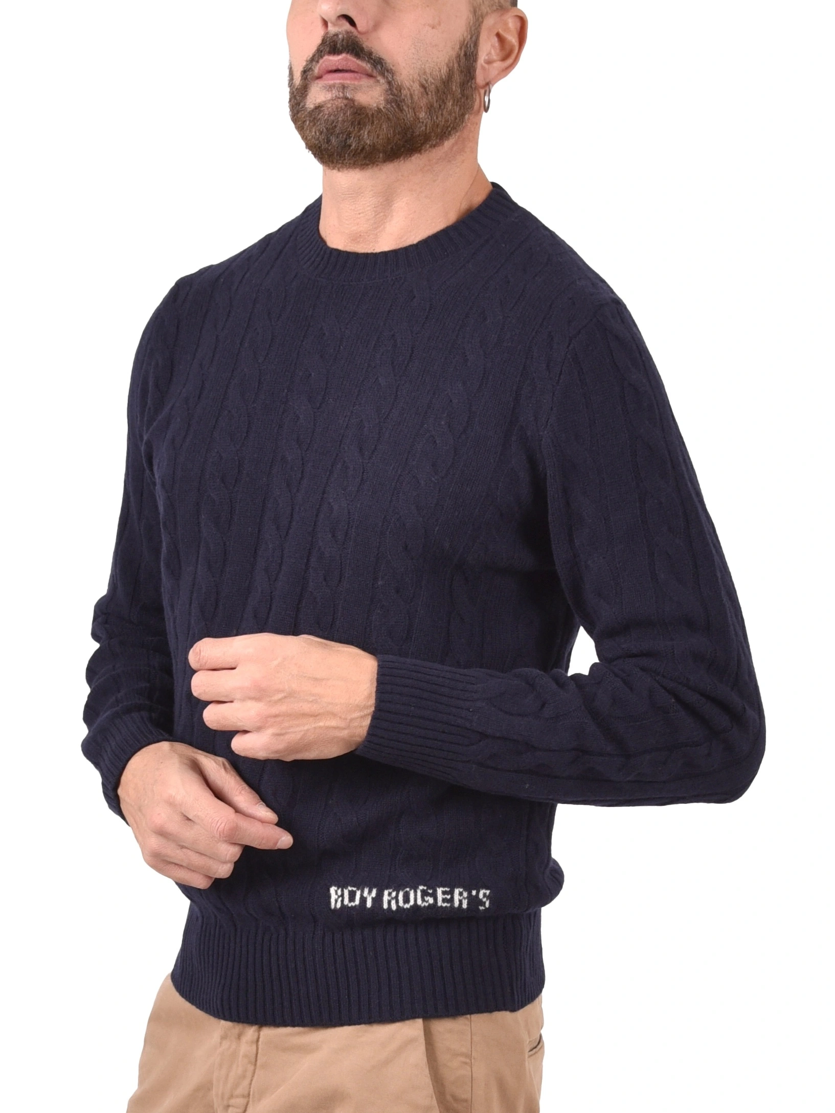 MAGLIA GIROCOLLO IN MISTO CASHMERE CON LAVORAZIONE A TRECCE