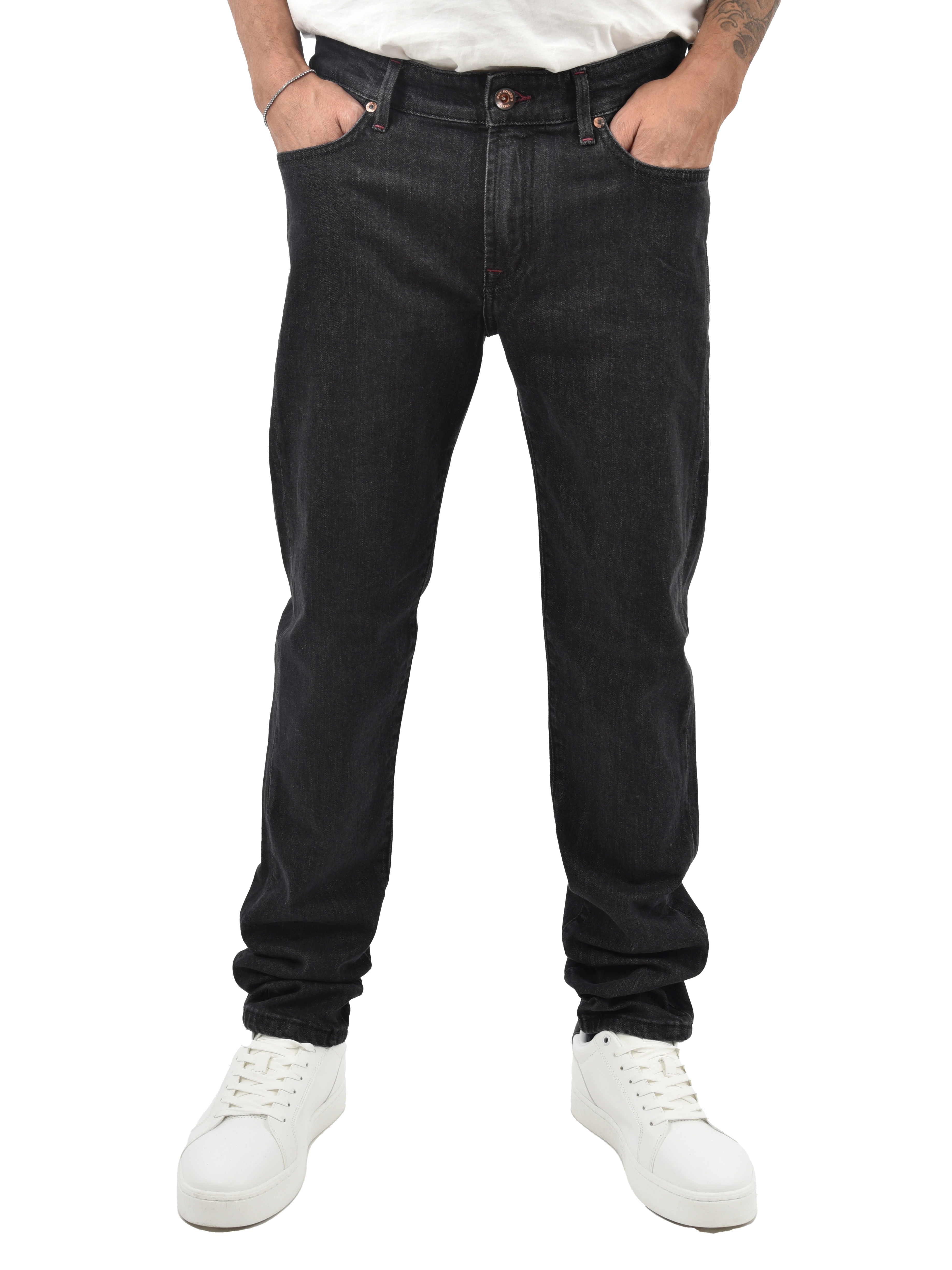 JEANS REGULAR IN COTONE UOMO NERO