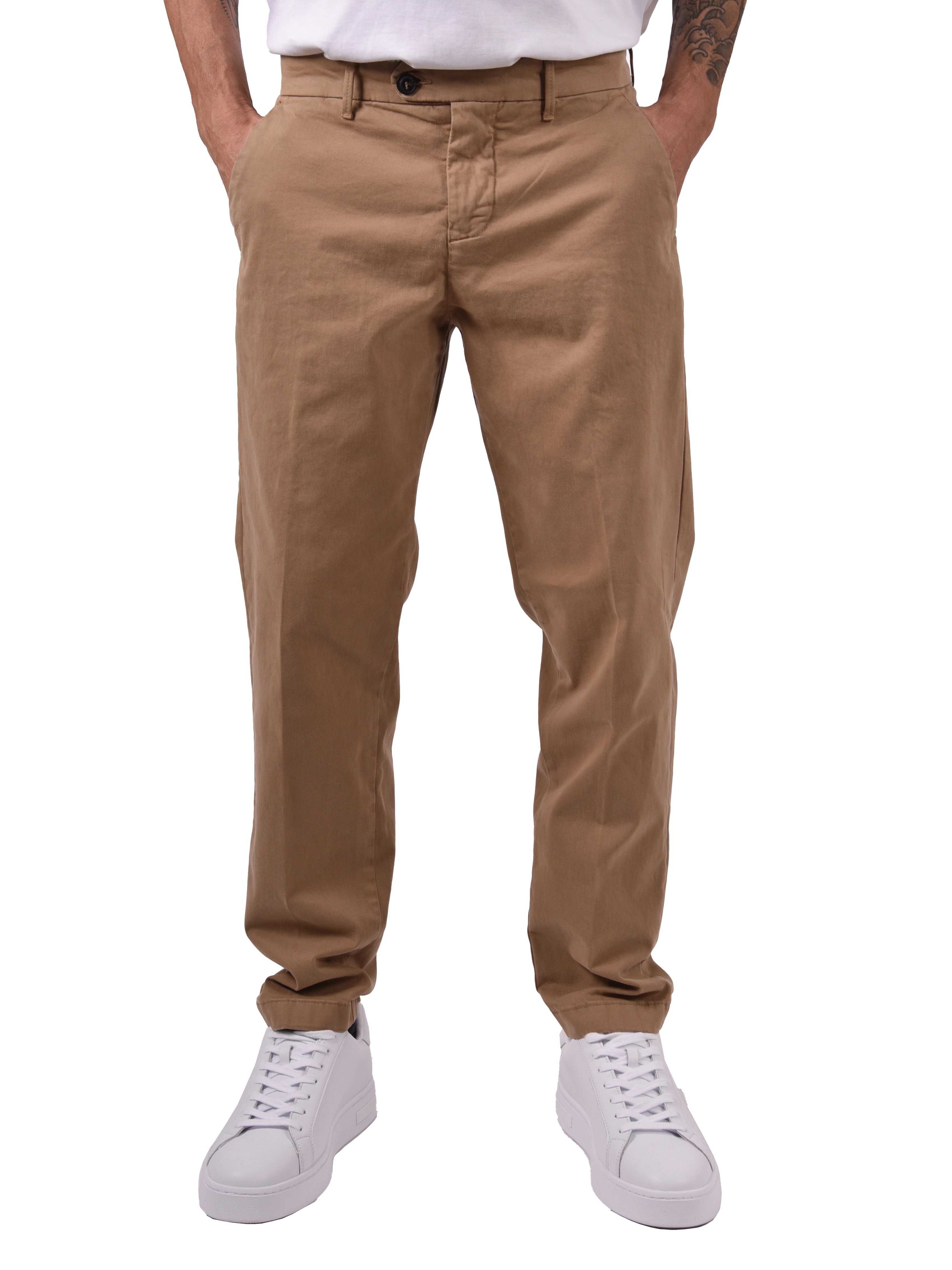PANTALONI CHINO IN GARBADINE UOMO BEIGE