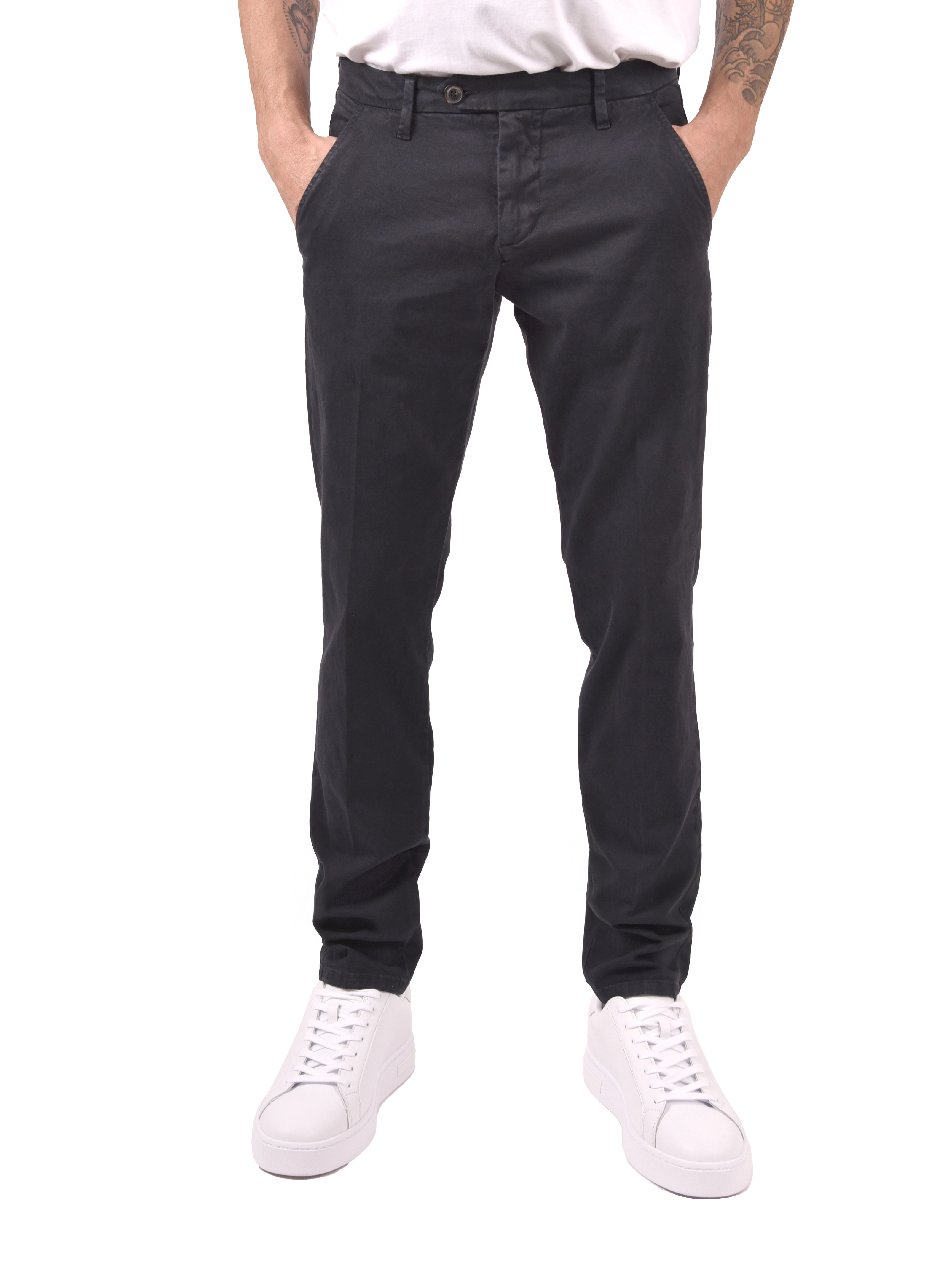 PANTALONI CHINO IN GARBARDINE UOMO BLU