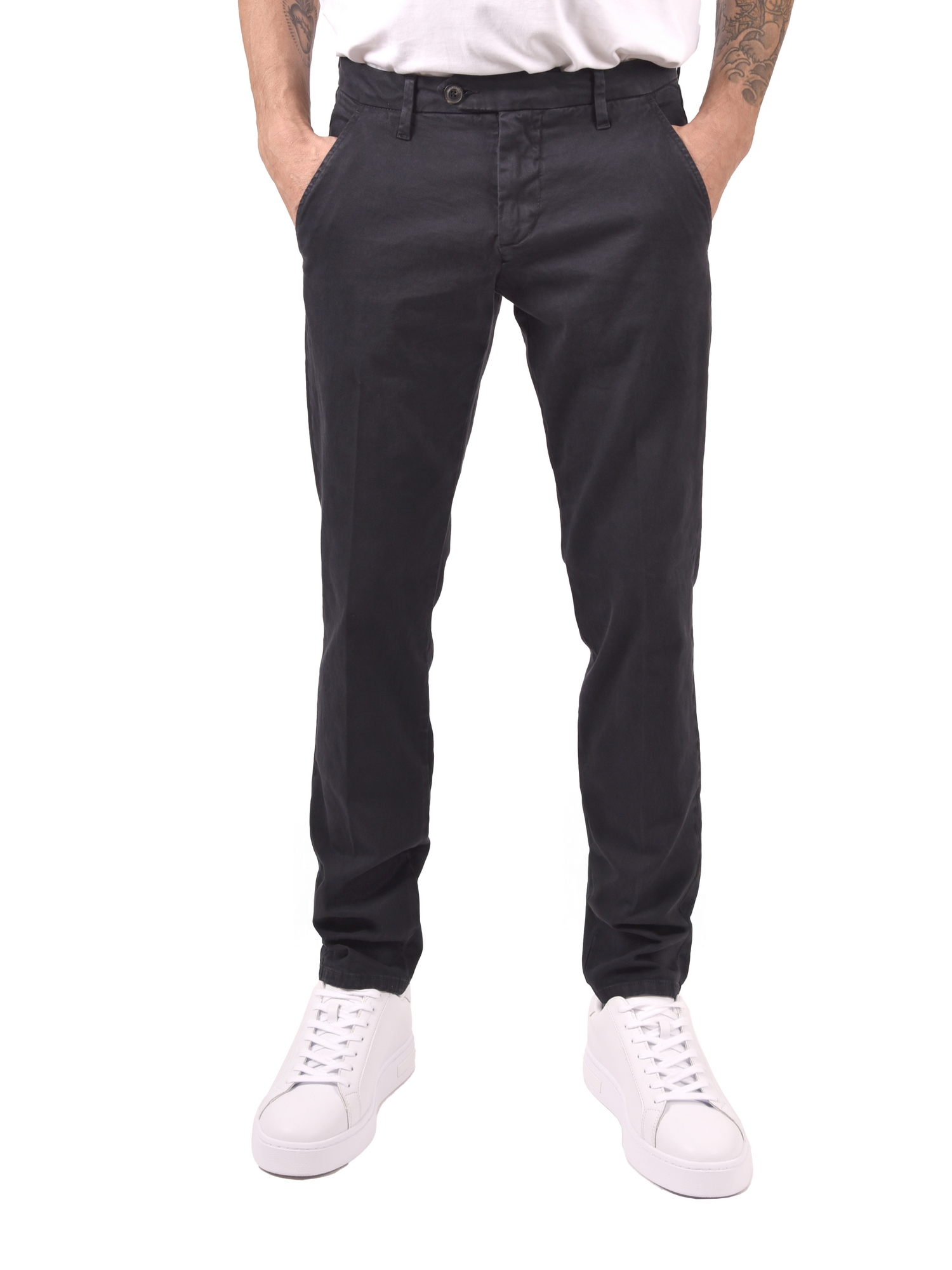 PANTALONI CHINO SLIM FIT IN GARBARDINA UOMO BLU