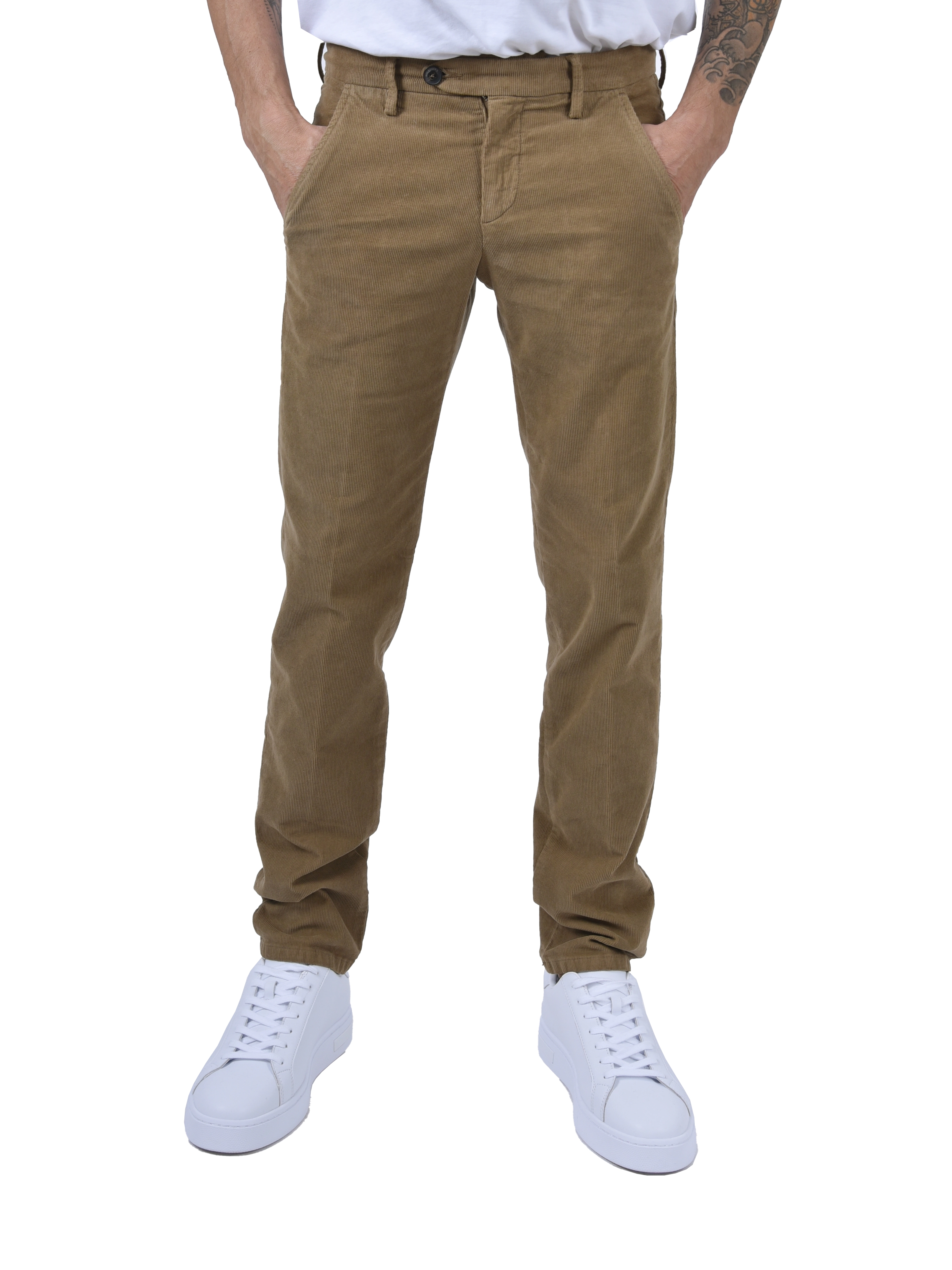 PANTALONE CHINO CON LAVORAZIONE A COSTE UOMO BEIGE