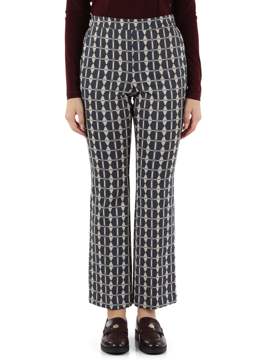 PANTALONI PALAZZO CON STAMPA GEOMETRICA DONNA GRIGIO