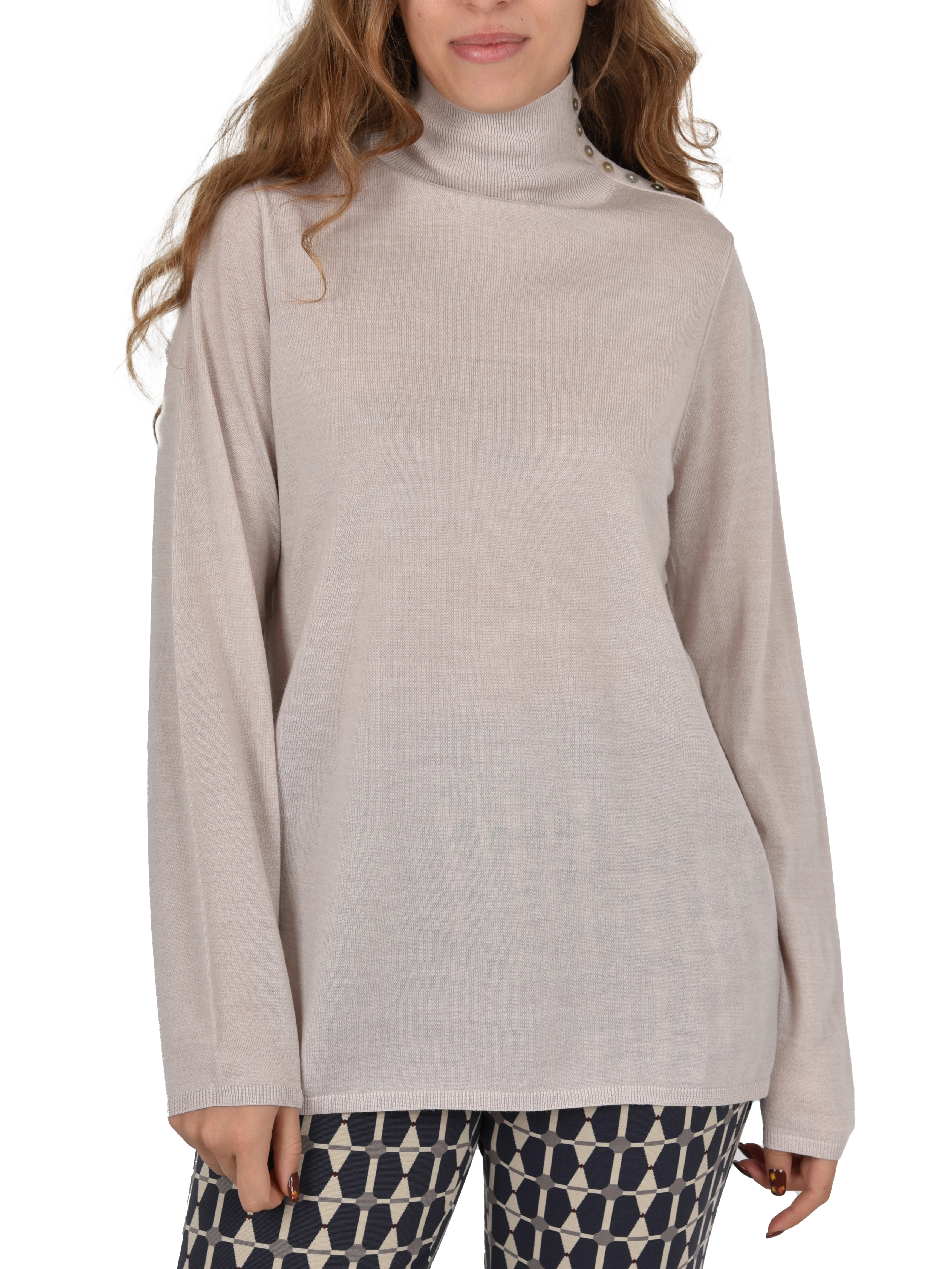 MAGLIA DOLCEVITA IN MISTO LANA CON BOTTONCINI DONNA BEIGE