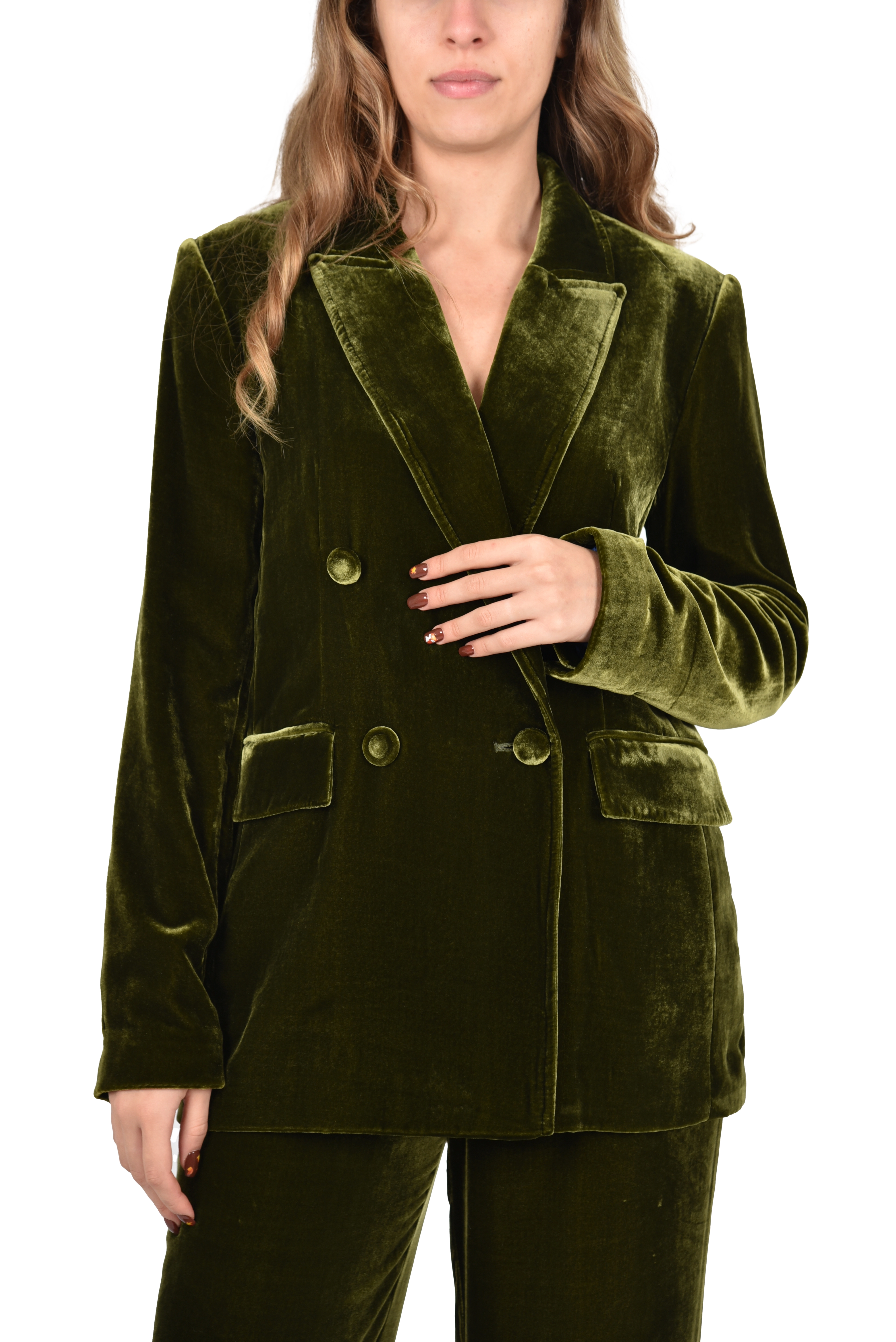GIACCA DOPPIOPETTO IN VELLUTO MISTO SETA DONNA VERDE