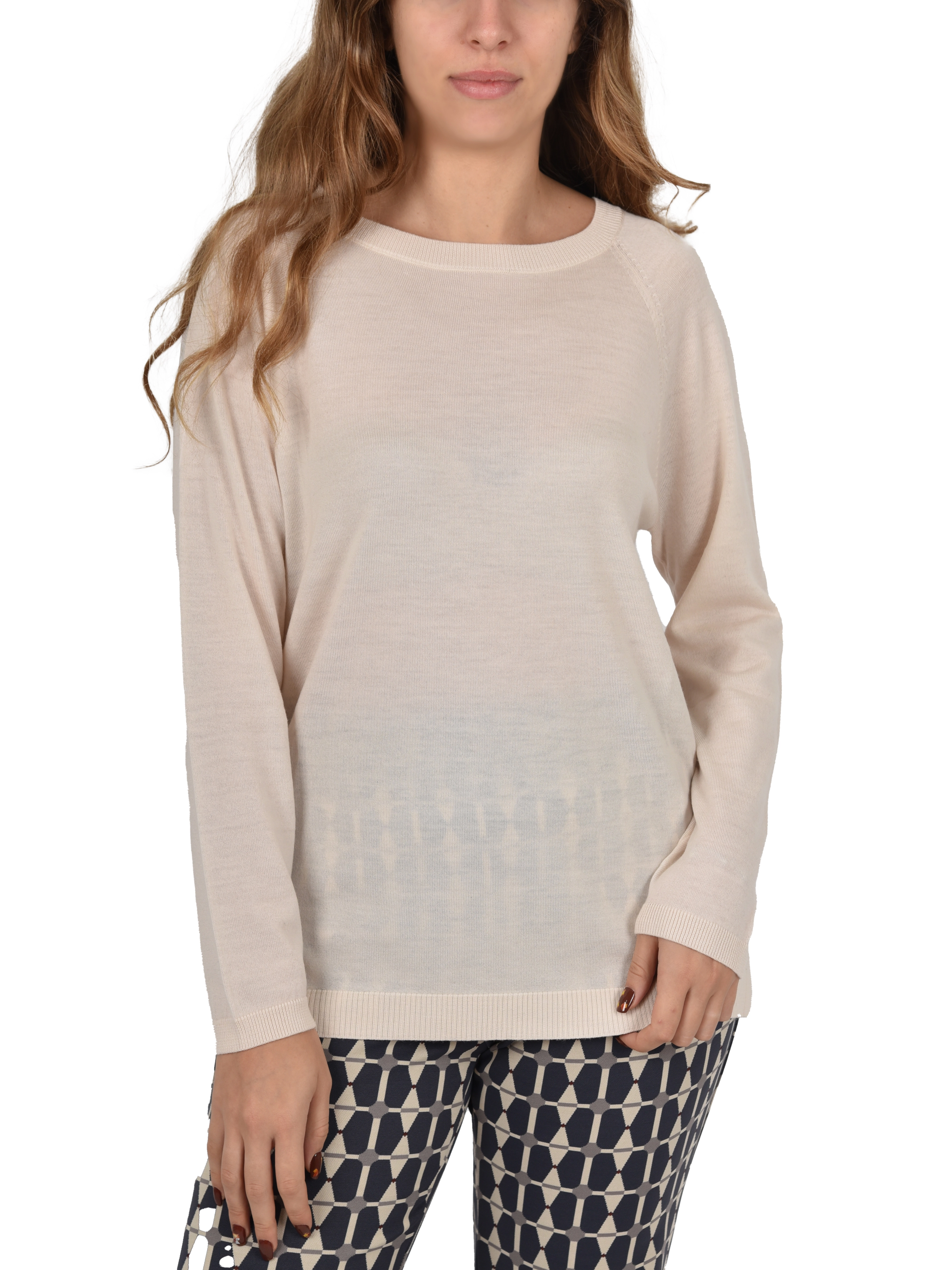 MAGLIA SCOLLO A BARCA IN LANA DONNA BIANCO