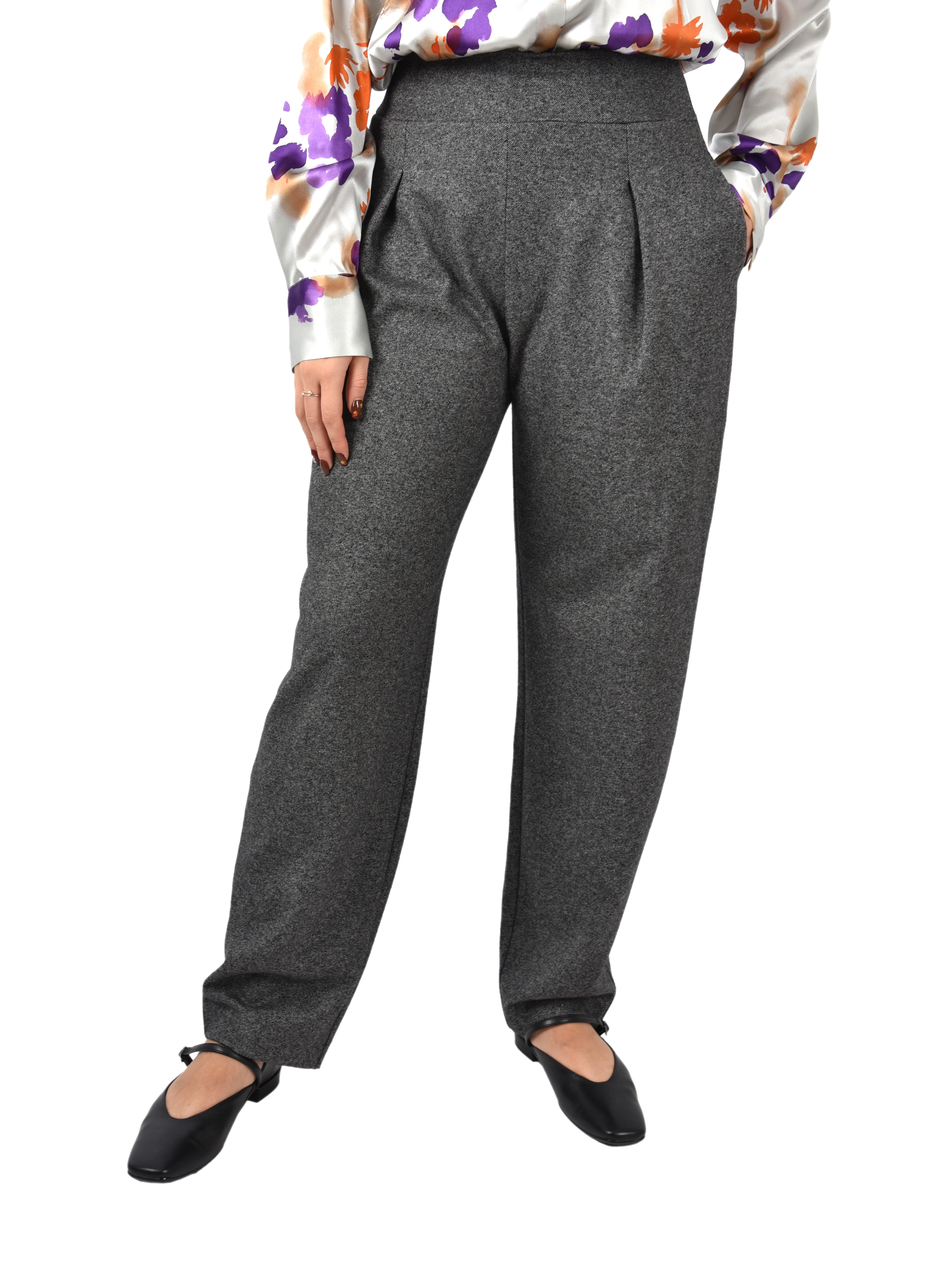 PANTALONI PALAZZO IN JERSEY MISTO COTONE DONNA NERO