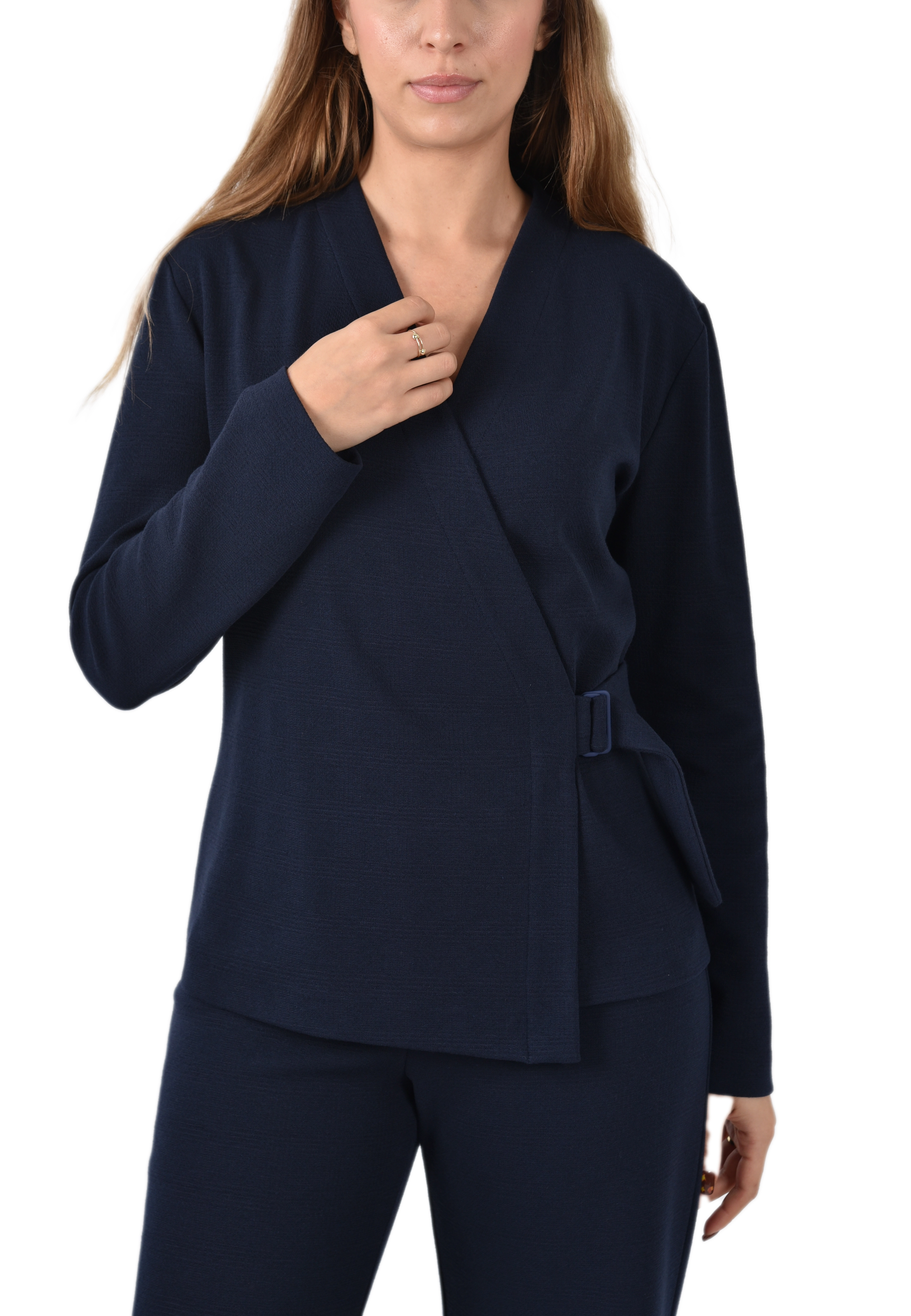 CARDIGAN IN MACCHIA CON CHIUSURA INCROCIATA DONNA BLU
