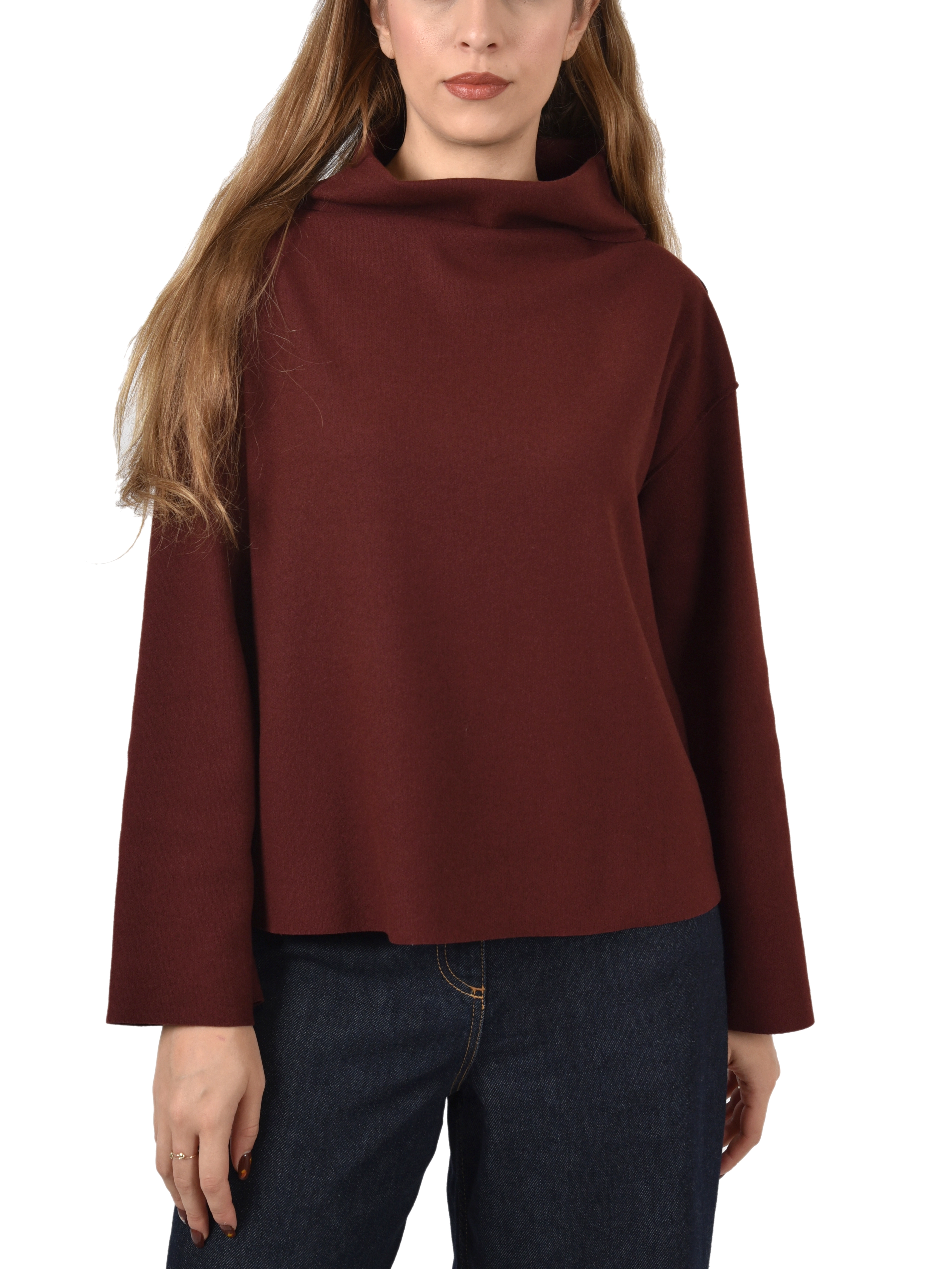 MAGLIA DOLCEVITA CON MANICHE AMPIE DONNA BORDEAUX