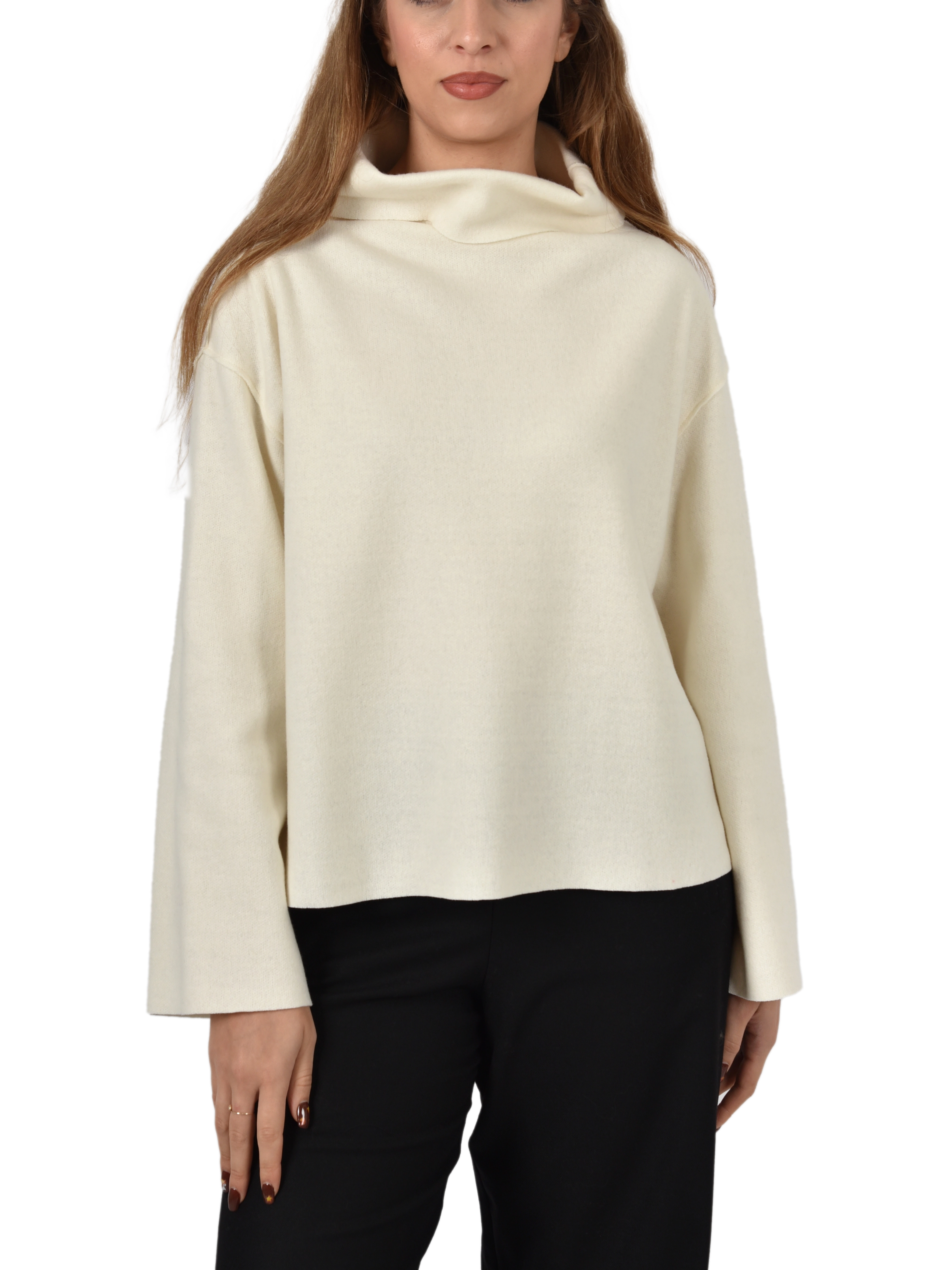 MAGLIA DOLCEVITA CON MANICHE AMPIE DONNA AVORIO