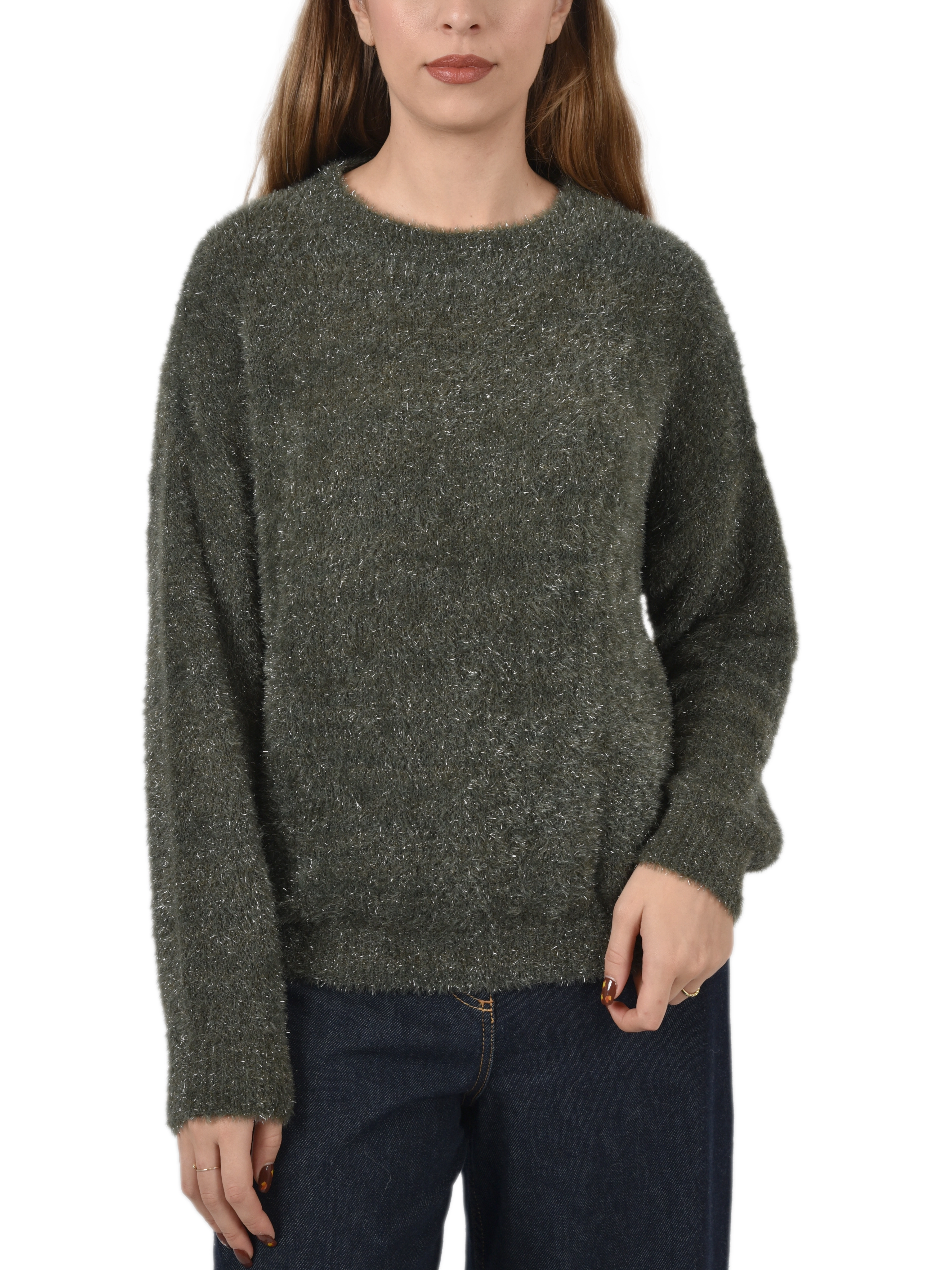 MAGLIA GIROCOLLO CON FILATO IN LUREX DONNA VERDE