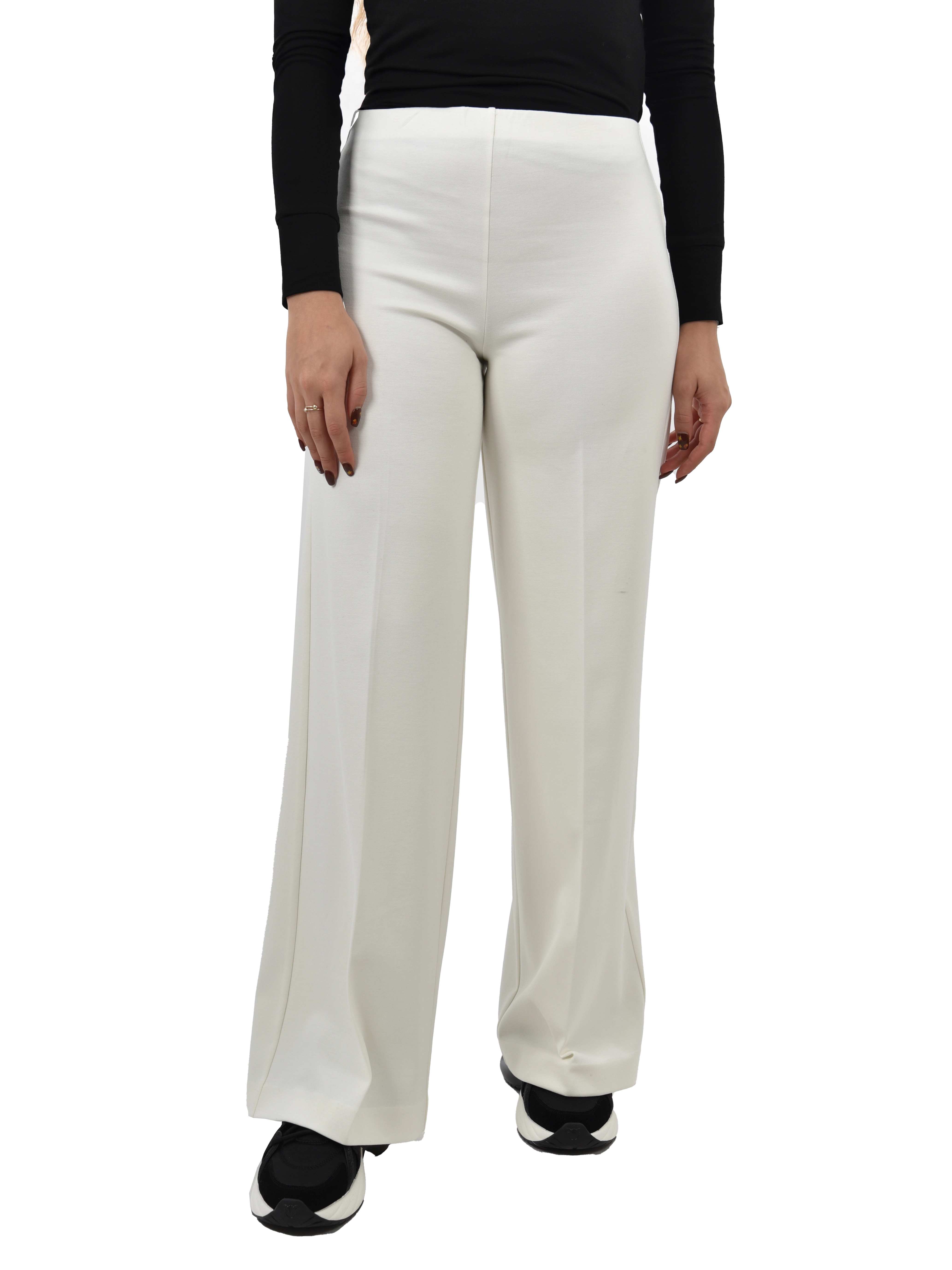 PANTALONI PALAZZO CON ELASTICO IN VITA DONNA BIANCO