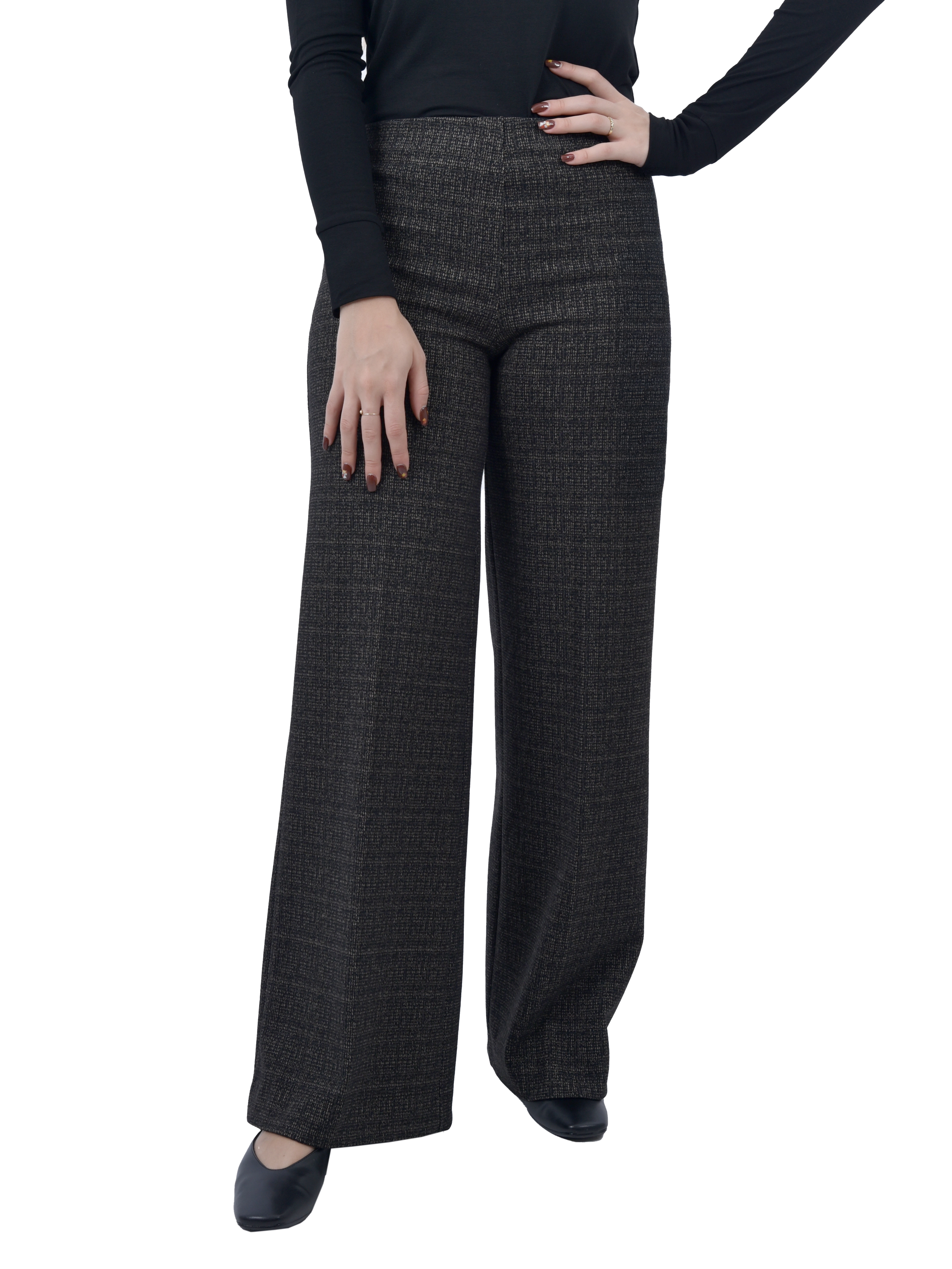 PANTALONI PALAZZO FANTASIA TARTAN  DONNA ANTRACITE