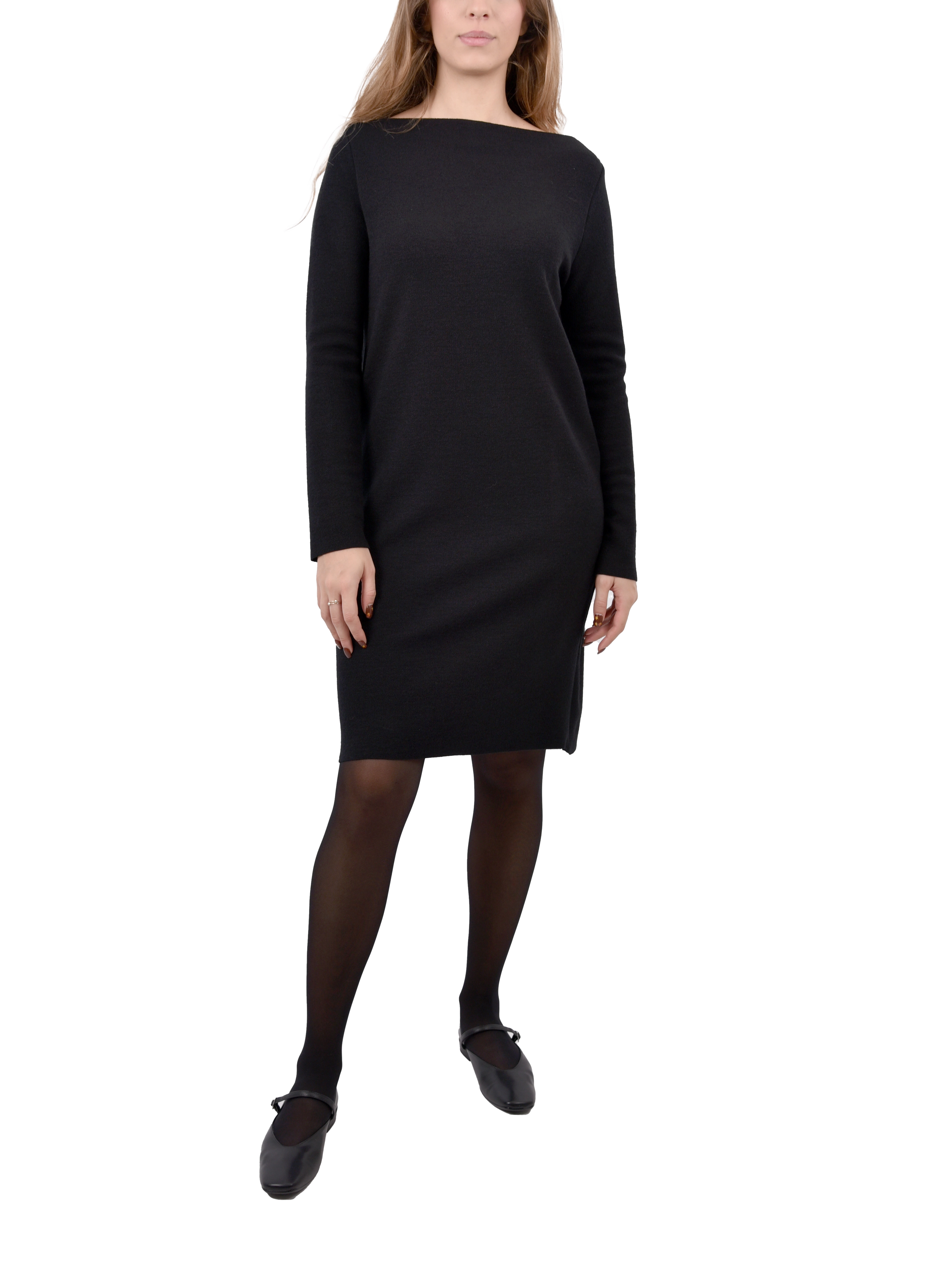 VESTITO CORTO CON SCOLLO A BARCA DONNA NERO