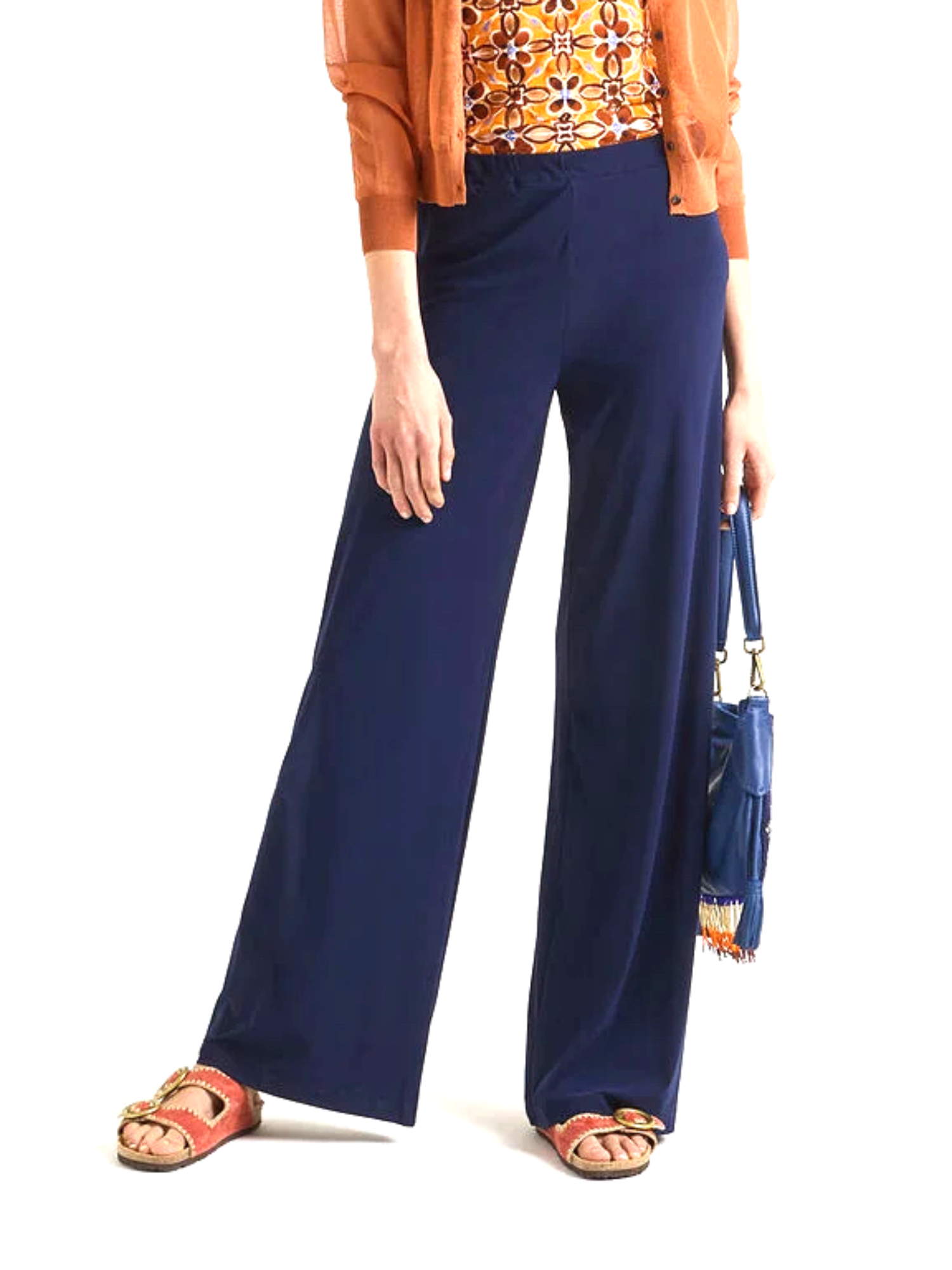 PANTALONI PALAZZO IN MORBIDO JERSEY DONNA BLU