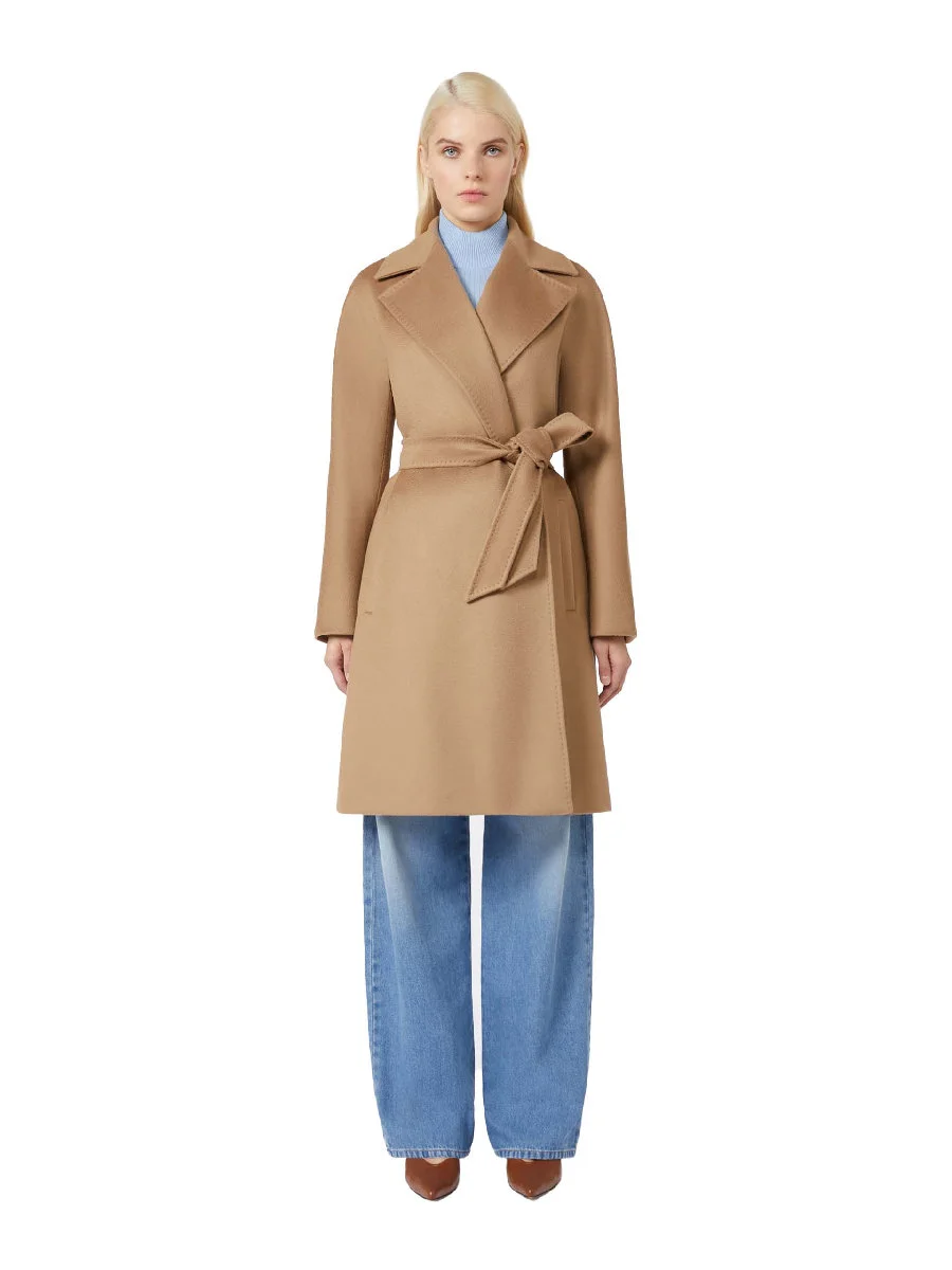 CAPPOTTO LUNGO A VESTAGLIA CON TASCHE A FILETTO DONNA BEIGE