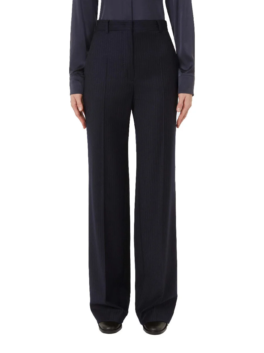 PANTALONI CHINO IN FLANELLA GESSATO DONNA BLU