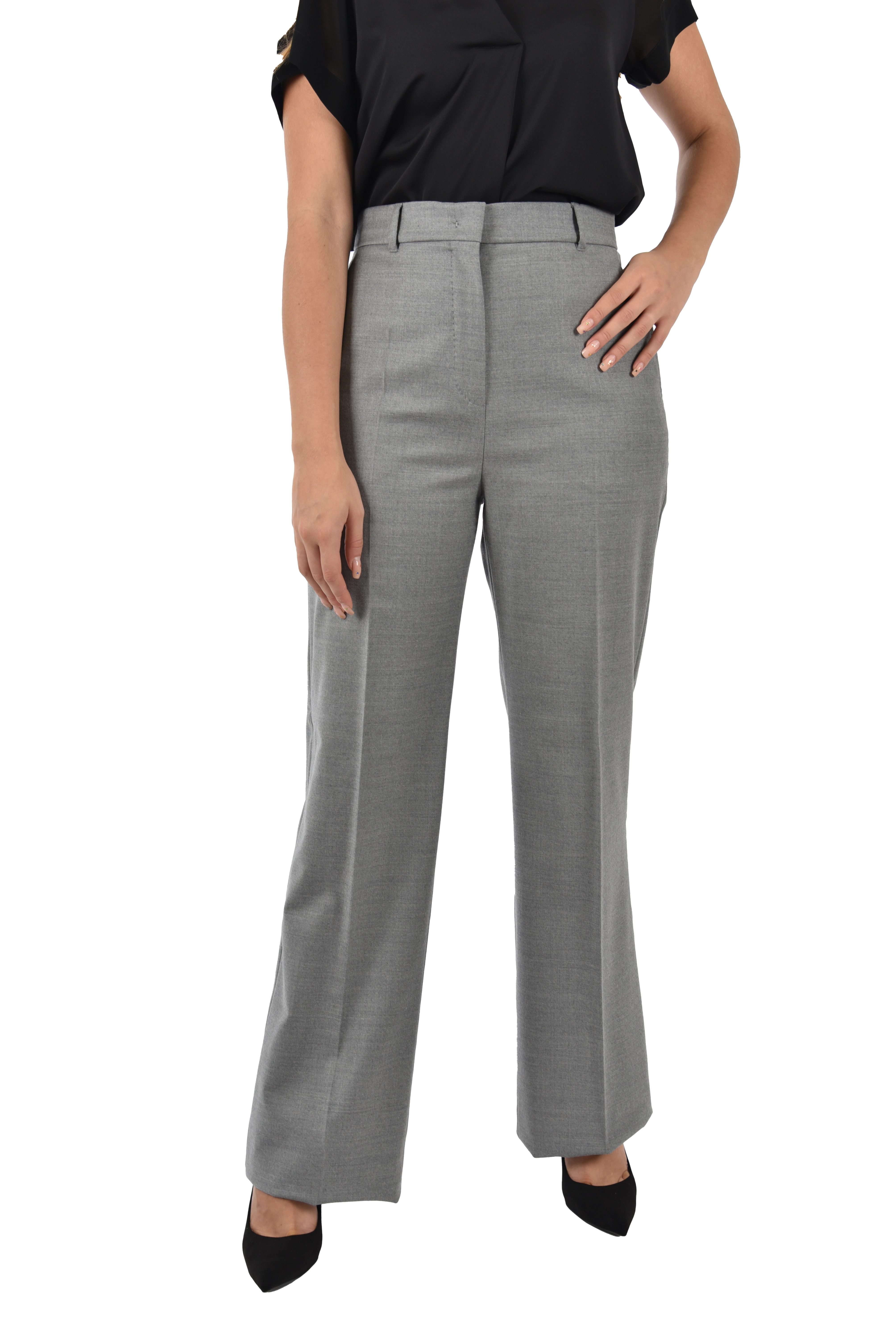 PANTALONI PALAZZO IN LANA DONNA GRIGIO CHIARO