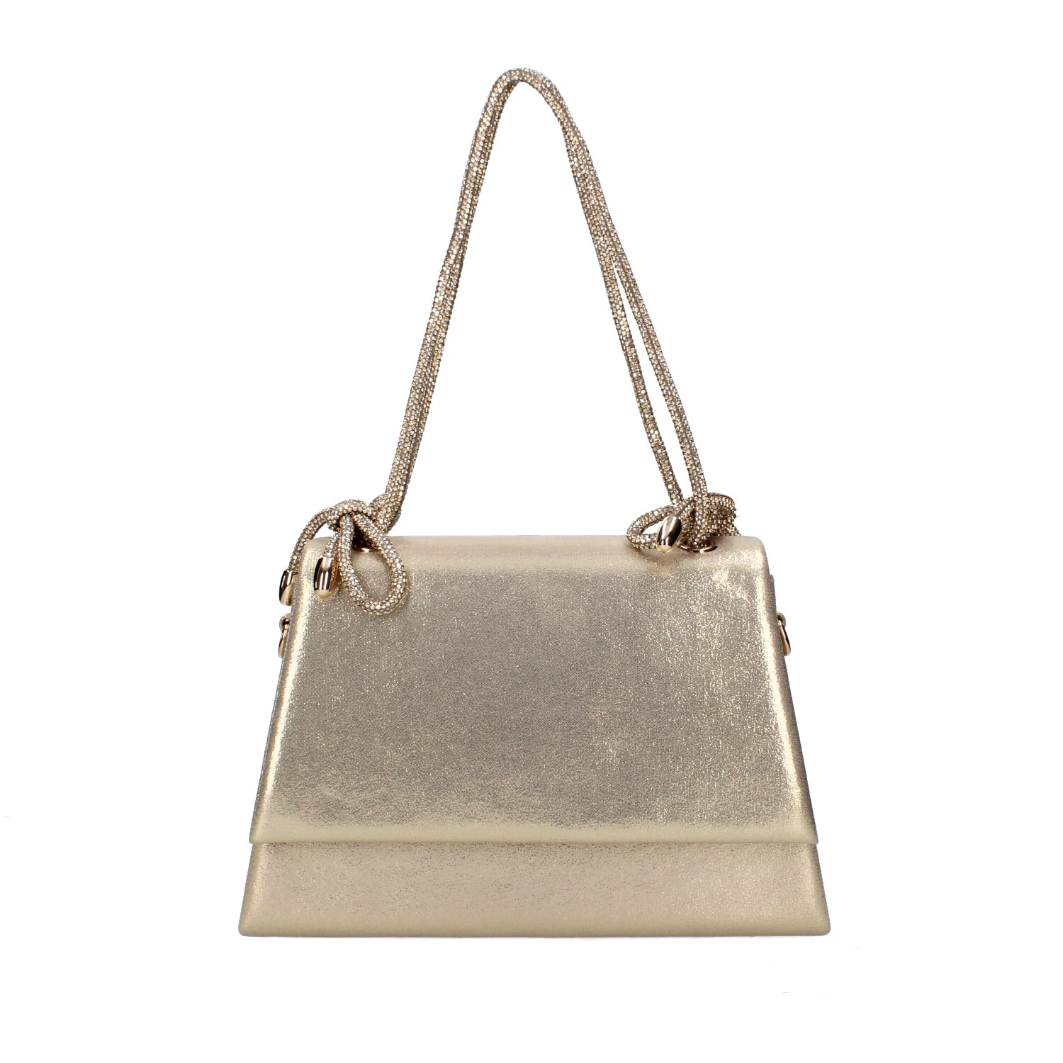 POCHETTE BOLSO CARTERA METALIZADO DETALLE STRASS DONNA ORO
