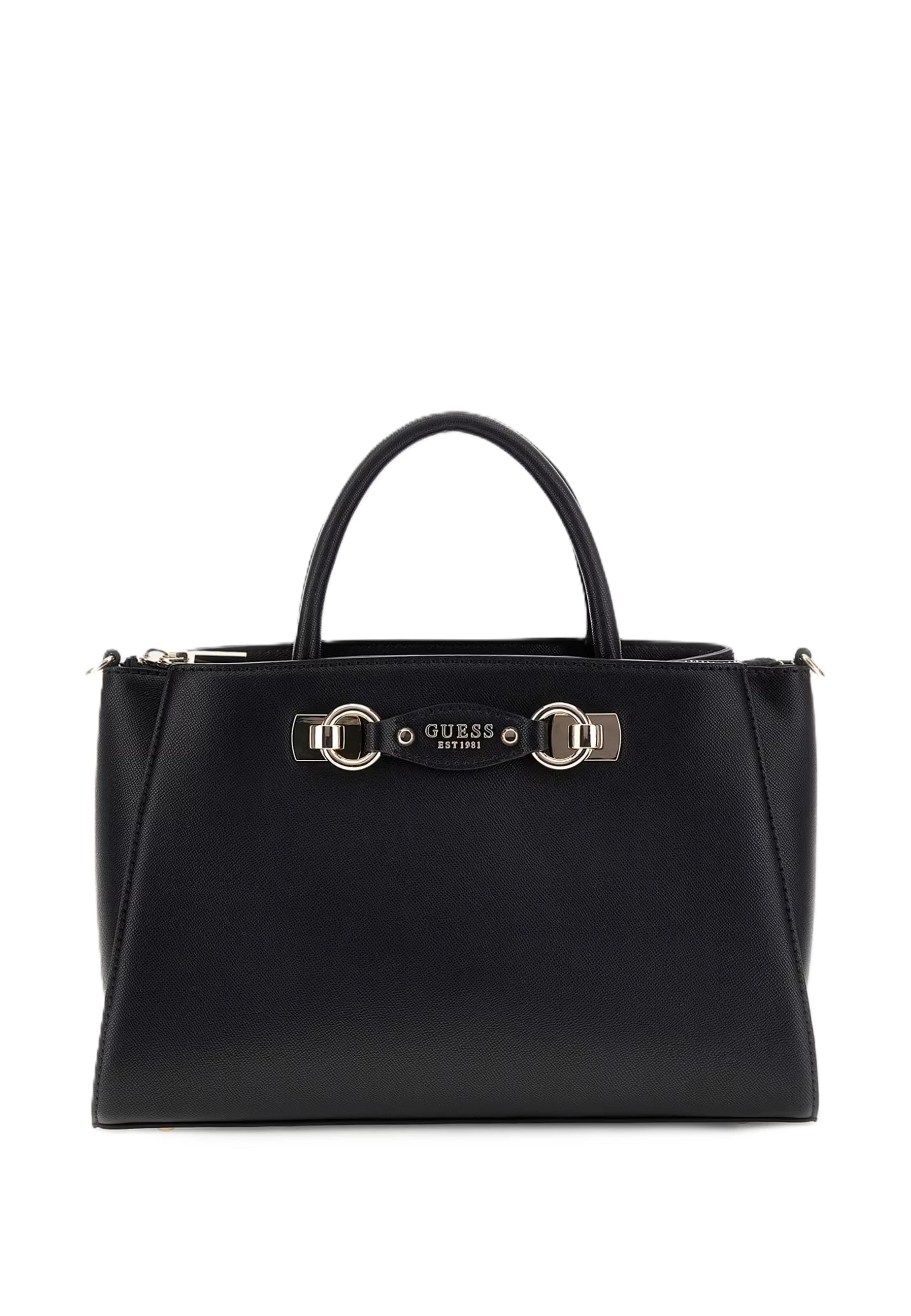 BORSA A MANO IN SIMILPELLE CON DETTAGLI DORATI DONNA NERO