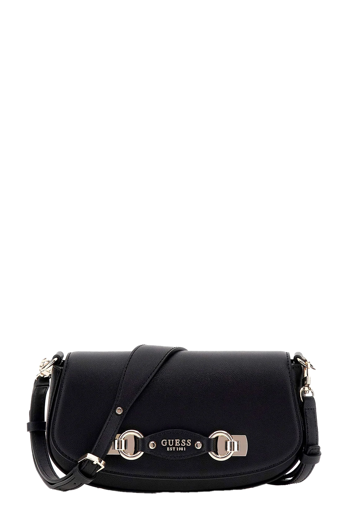 BORSA A SPALLA CON LOGO FRONTALE DONNA NERO