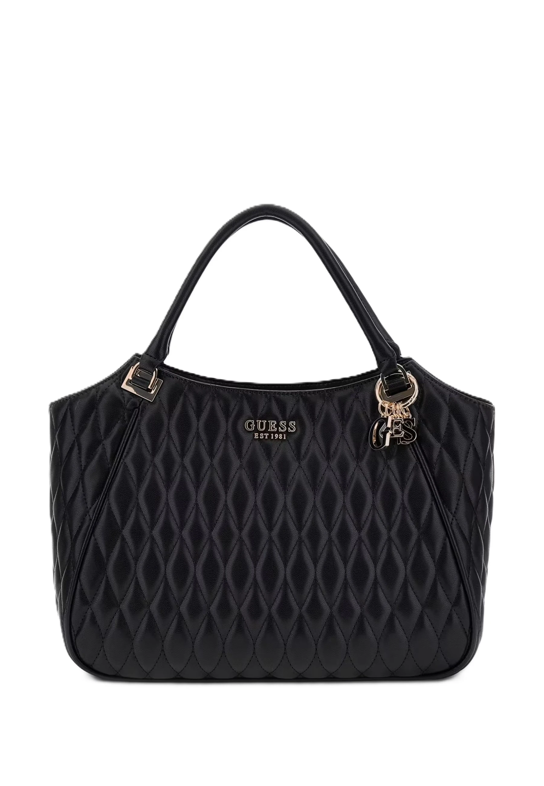 BORSA A MANO GRANDE TRAPUNTATA CON CHARM DONNA NERO