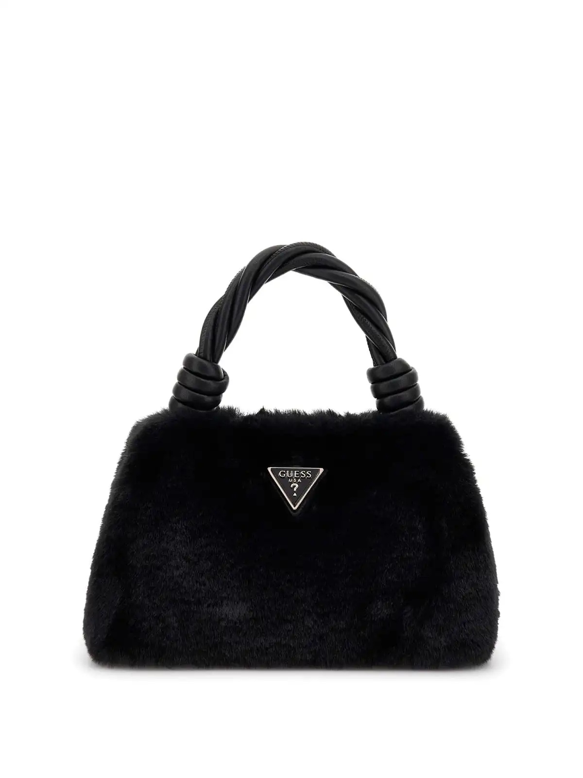 BORSA A MANO IN PELLICCIA SINTETICA DONNA NERO
