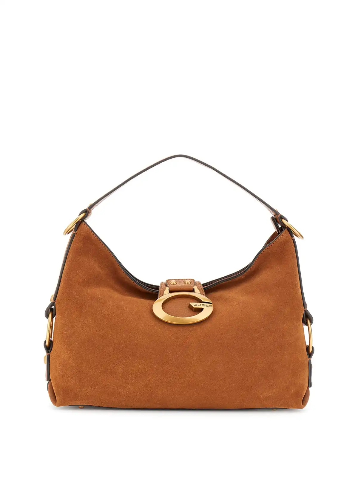 BORSA A SPALLA IN PELLE SCAMOSCIATA DONNA MARRONE