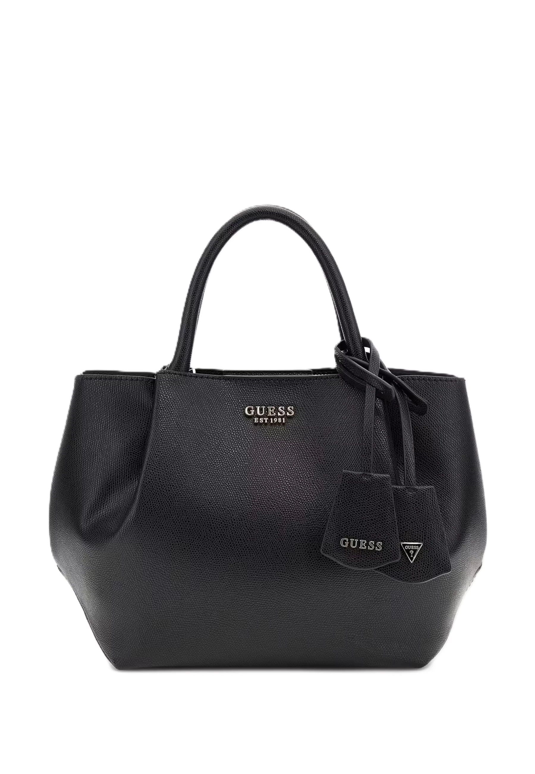 BORSA A MANO GRANDE IN SIMIPELLE CON DOPPIO CHARM DONNA NERO