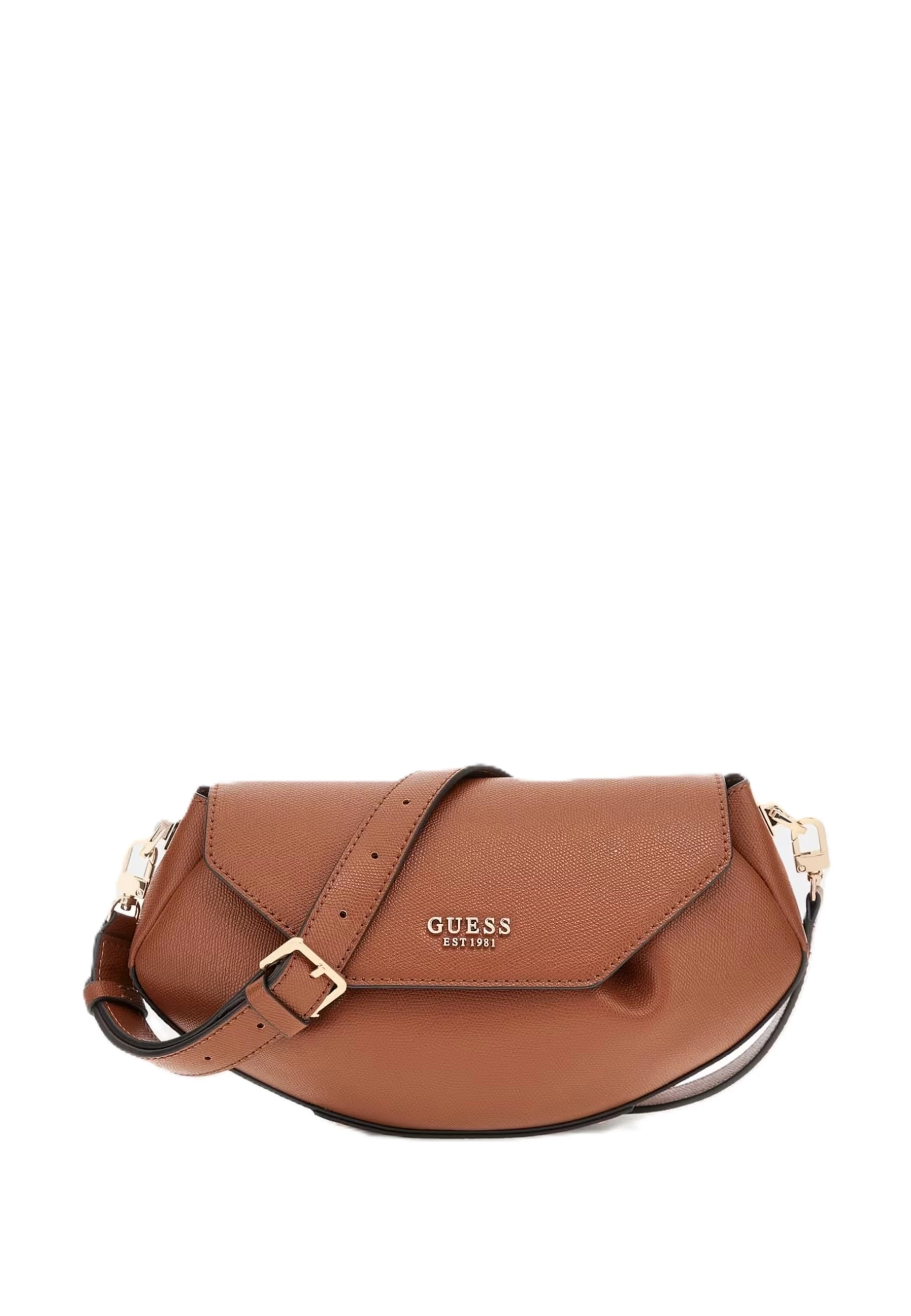 BORSA A TRACOLLA IN SIMILPELLE CON DETTAGLI DORATI DONNA MARRONE