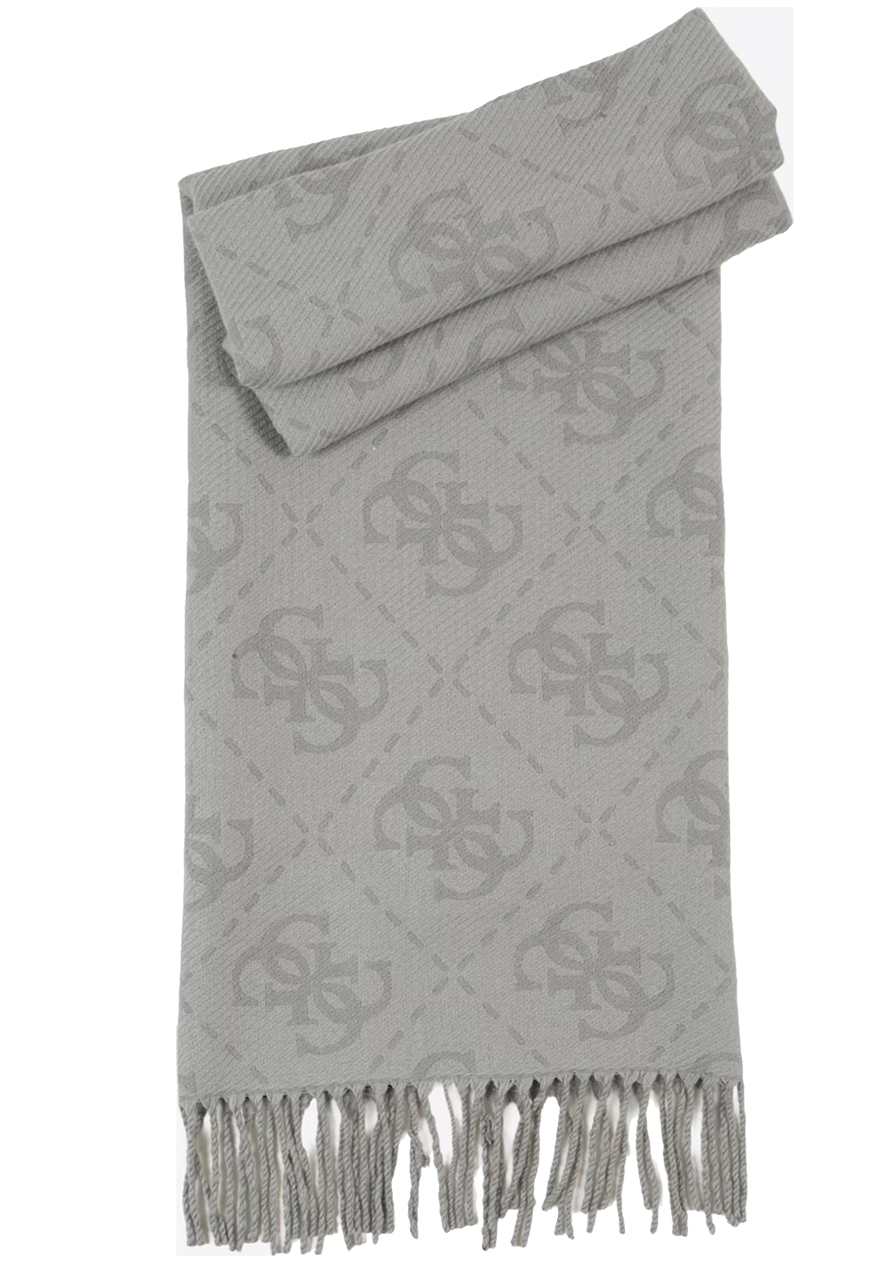 STOLA CON STAMPA MONOGRAM E BORDI SFRANGIATI DONNA GRIGIO