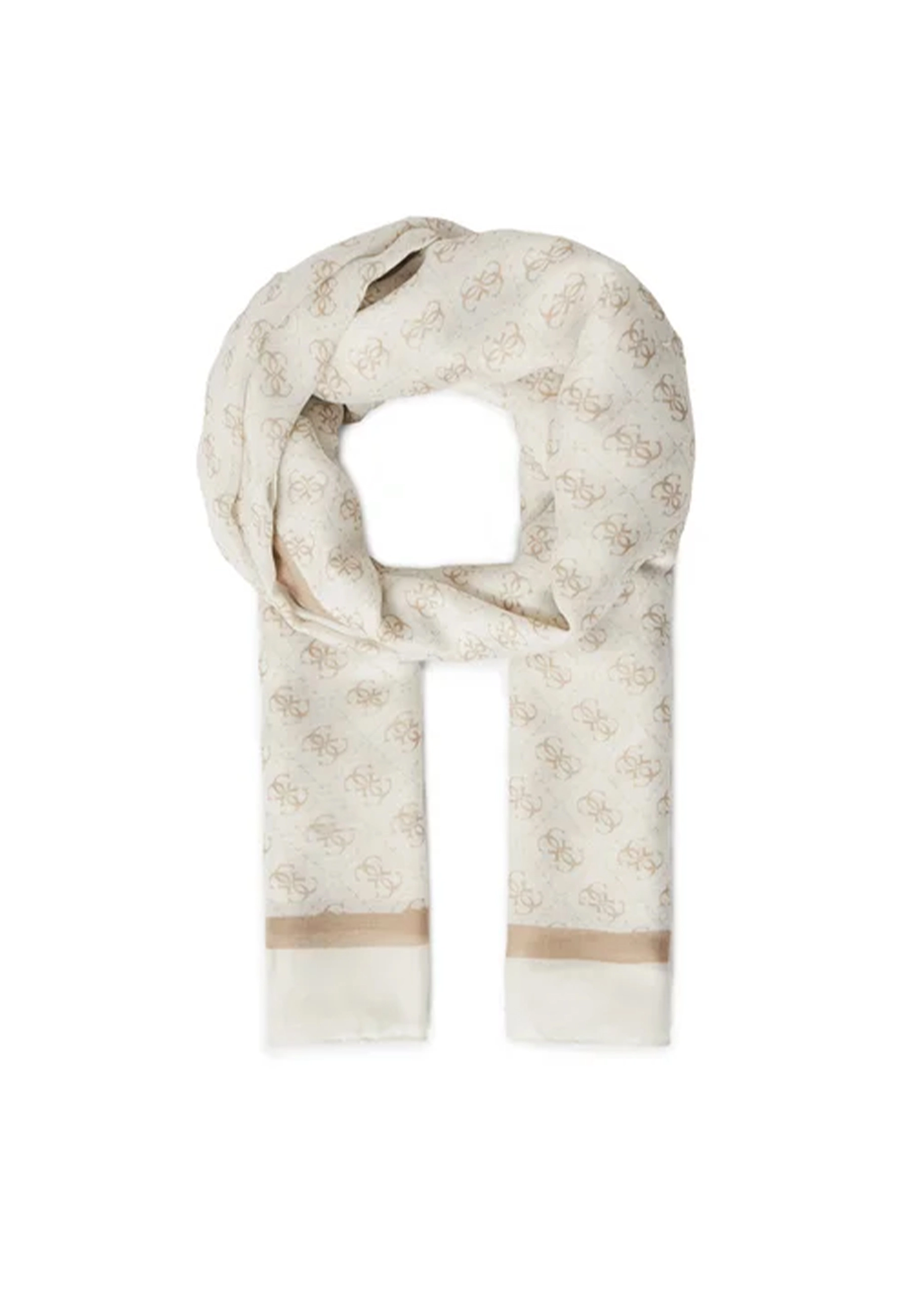 SCIARPA FOULARD CON STAMPA MOTIVO LOGATO DONNA BEIGE CHIARO