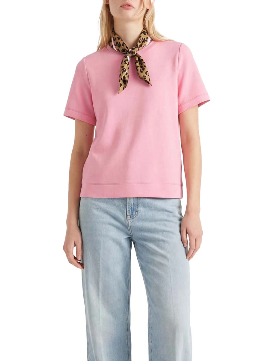 T- SHIRT MANICA CORTA CON FOULARD ABBINATO DONNA  ROSA