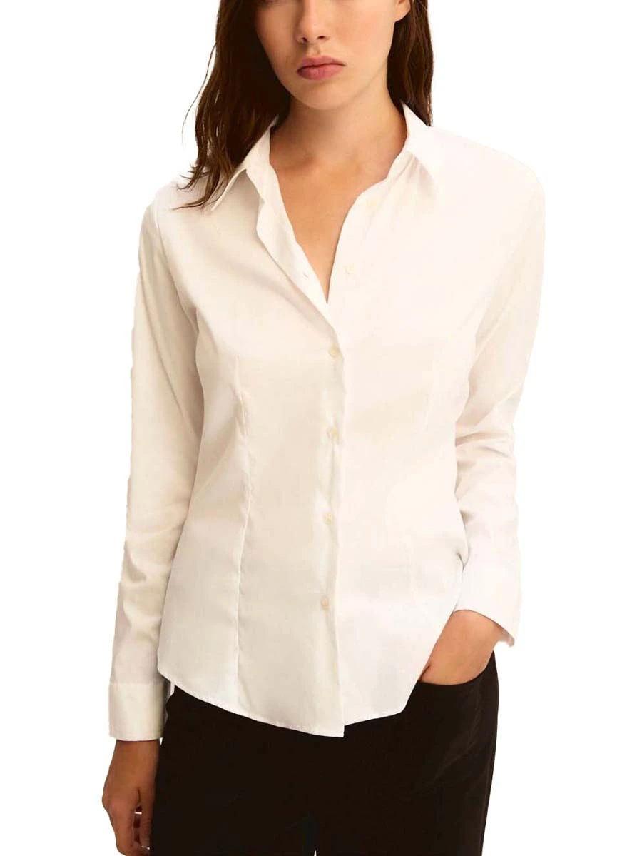 CAMICIA COLLO A CAMICIA E BOTTONI A VISTA DONNA BIANCO