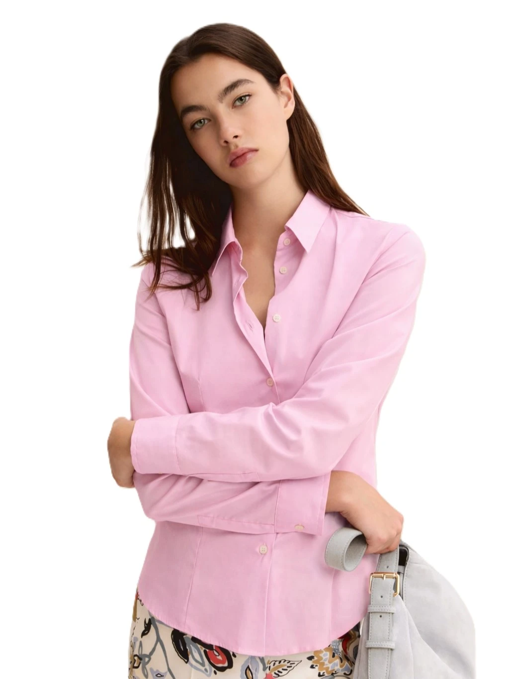 CAMICIA COLLO A CAMICIA E BOTTONI A VISTA DONNA ROSA