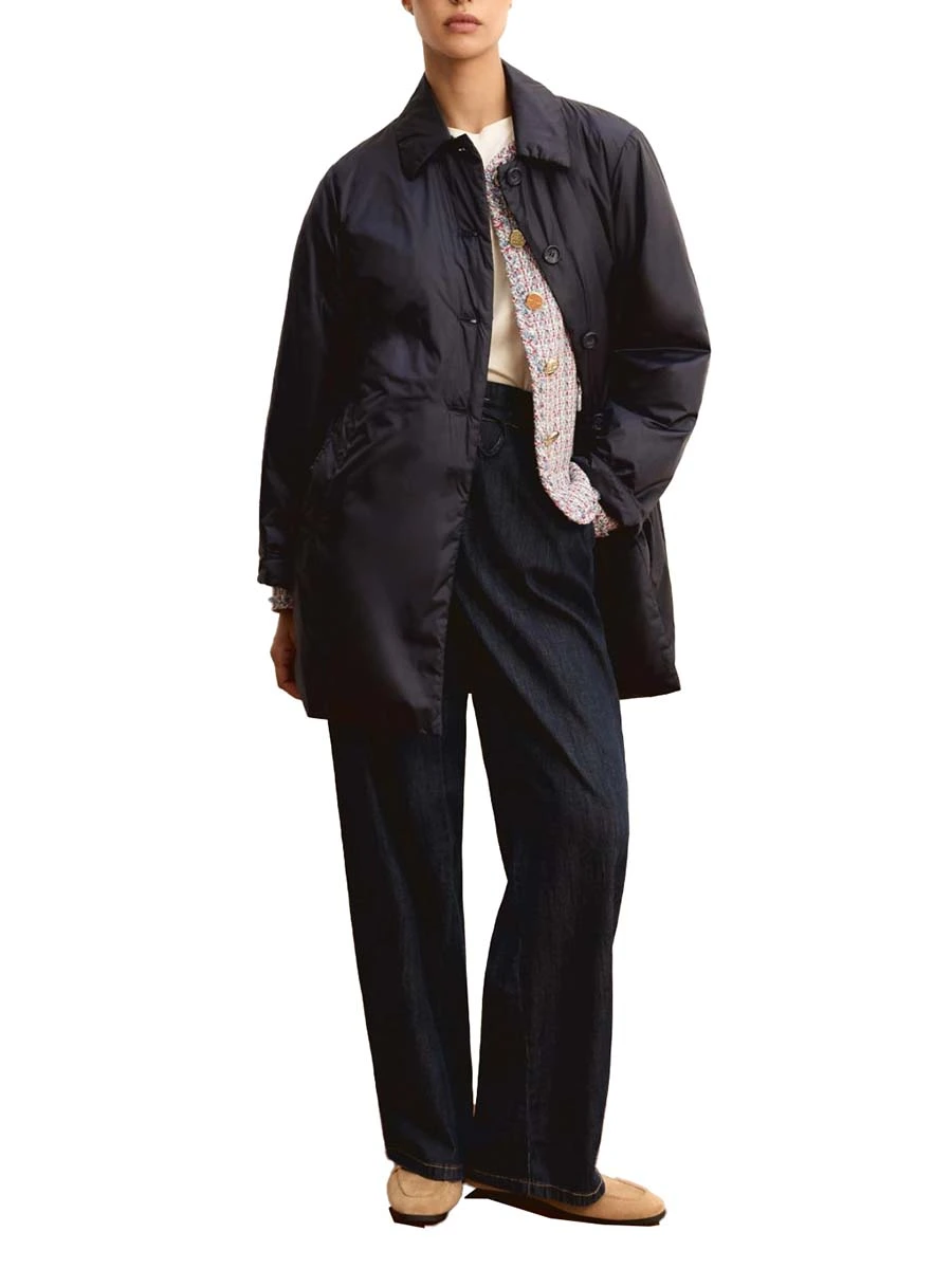 GIACCA IMPERMEABILE COLLO A CAMICIA DONNA BLU