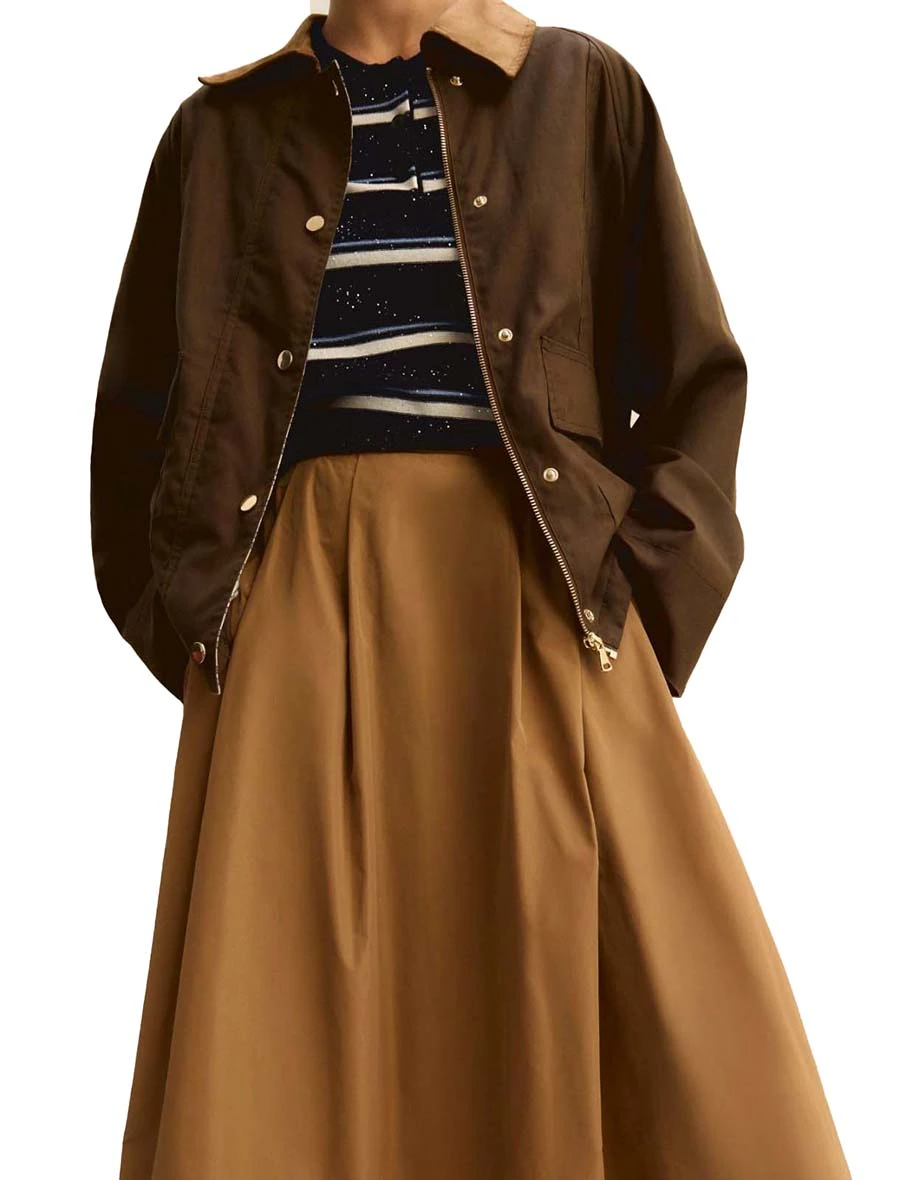 GONNA LUNGA CON INSERTO ELASTICO IN VITA DONNA MARRONE