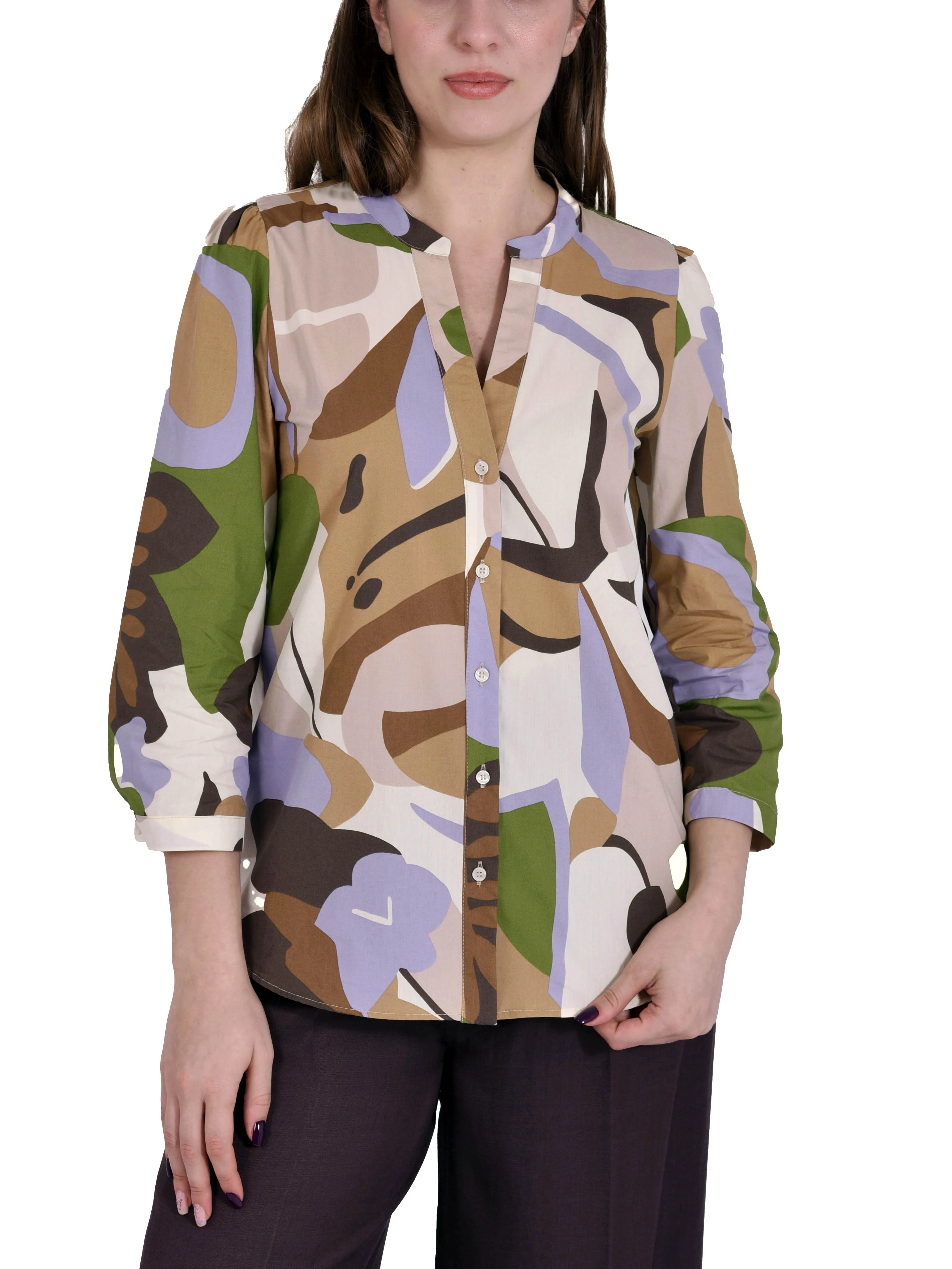 CAMICIA IN PURO COTONE SFONDO STONDATO DONNA BEIGE