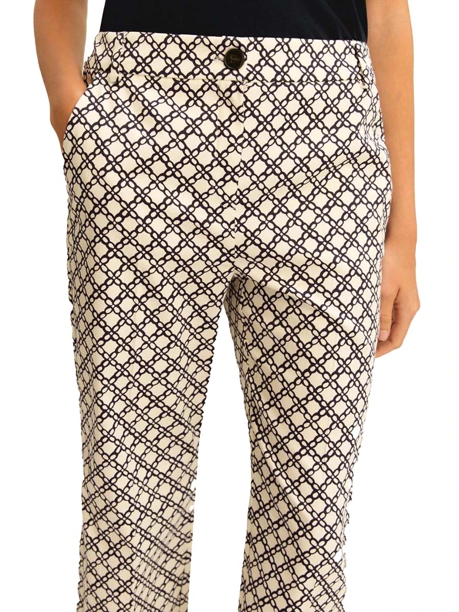 PANTALONI ZAMPA CON FANTASIA DONNA BIANCO
