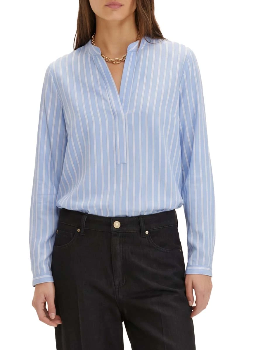 BLUSA CON COLLO ALLA COREANA DONNA AZZURRO