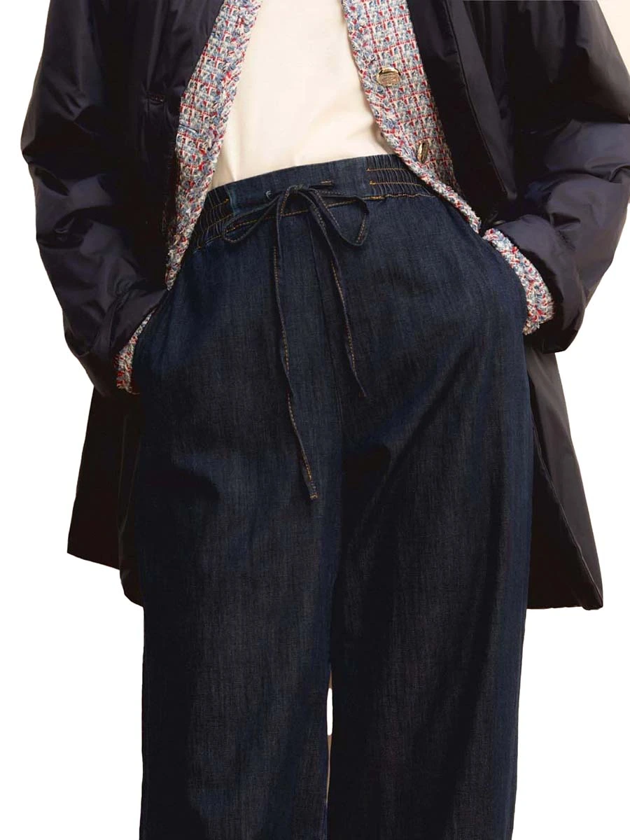 JEANS PALAZZO IN DENIM STRETCH CON COULISSE DONNA BLU