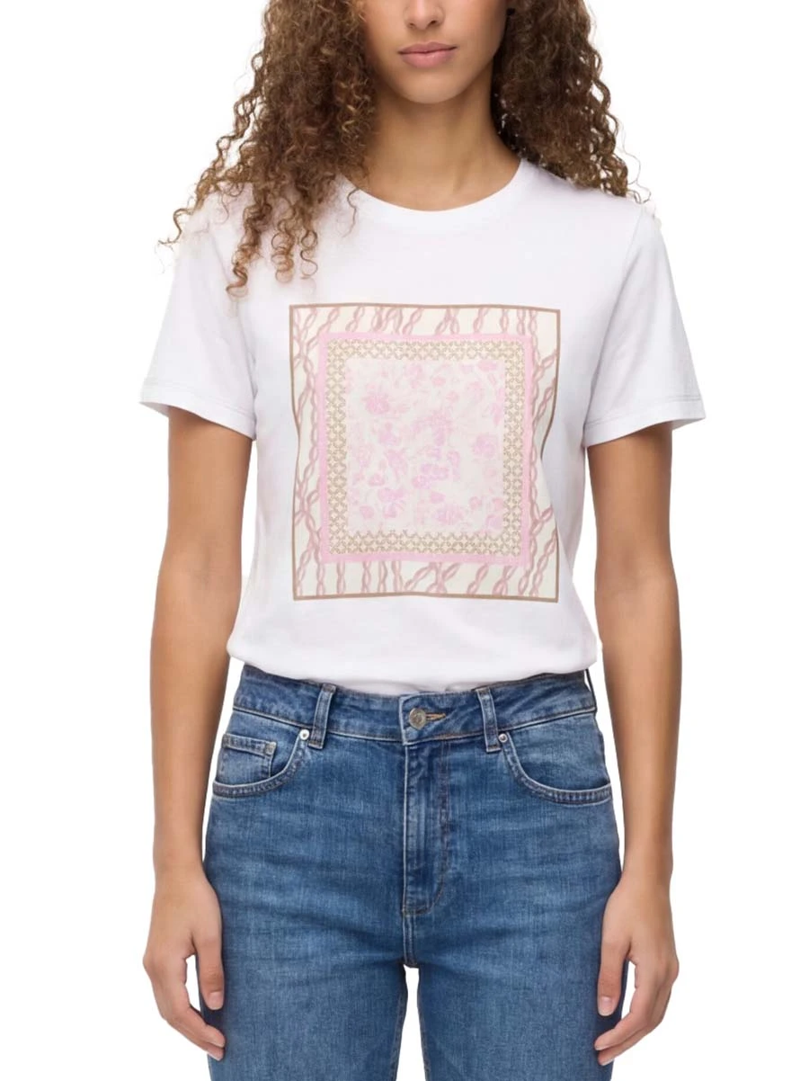 T-SHIRT IN COTONE CON  STAMPA DECORATIVA DONNA BIANCO